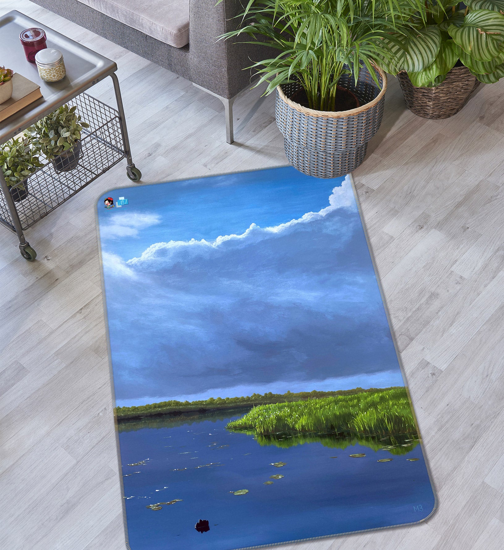 3D Blue Sky Lake Meadow 9711 Marina Zotova Rug Non Slip Rug Mat