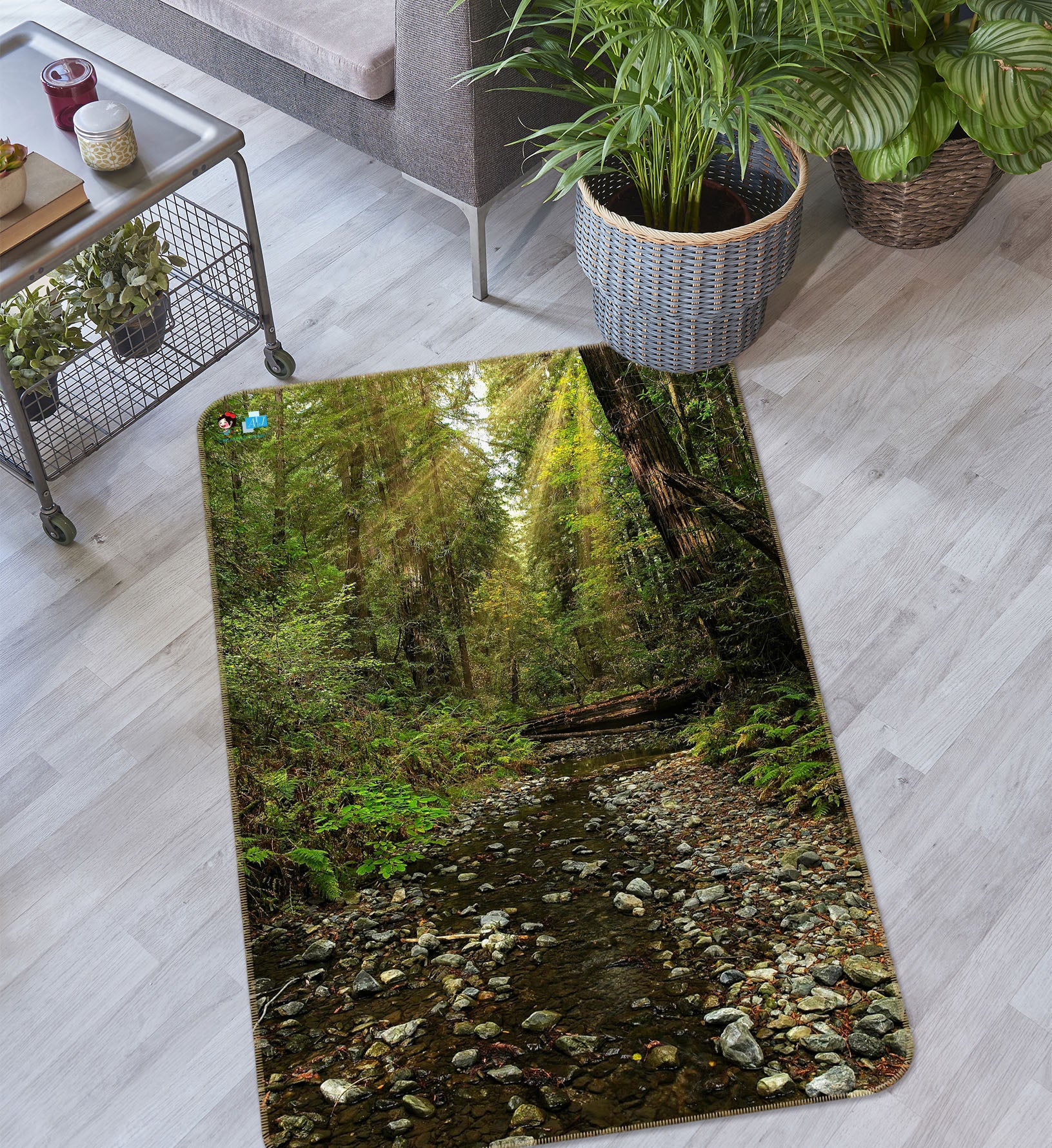 3D Forest Stream 62230 Kathy Barefield Rug Non Slip Rug Mat