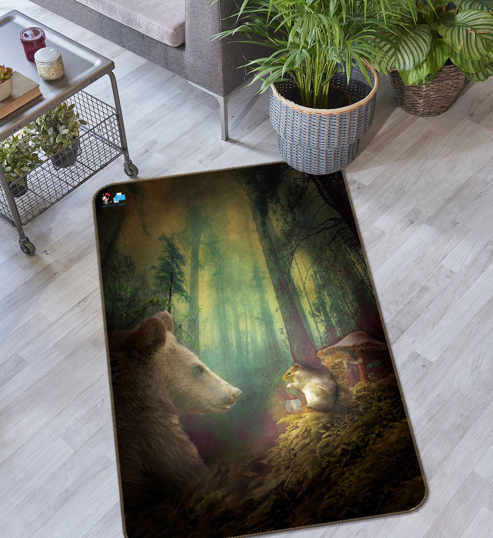 3D Forest Bear Mouse 5162 Beth Sheridan Rug Non Slip Rug Mat