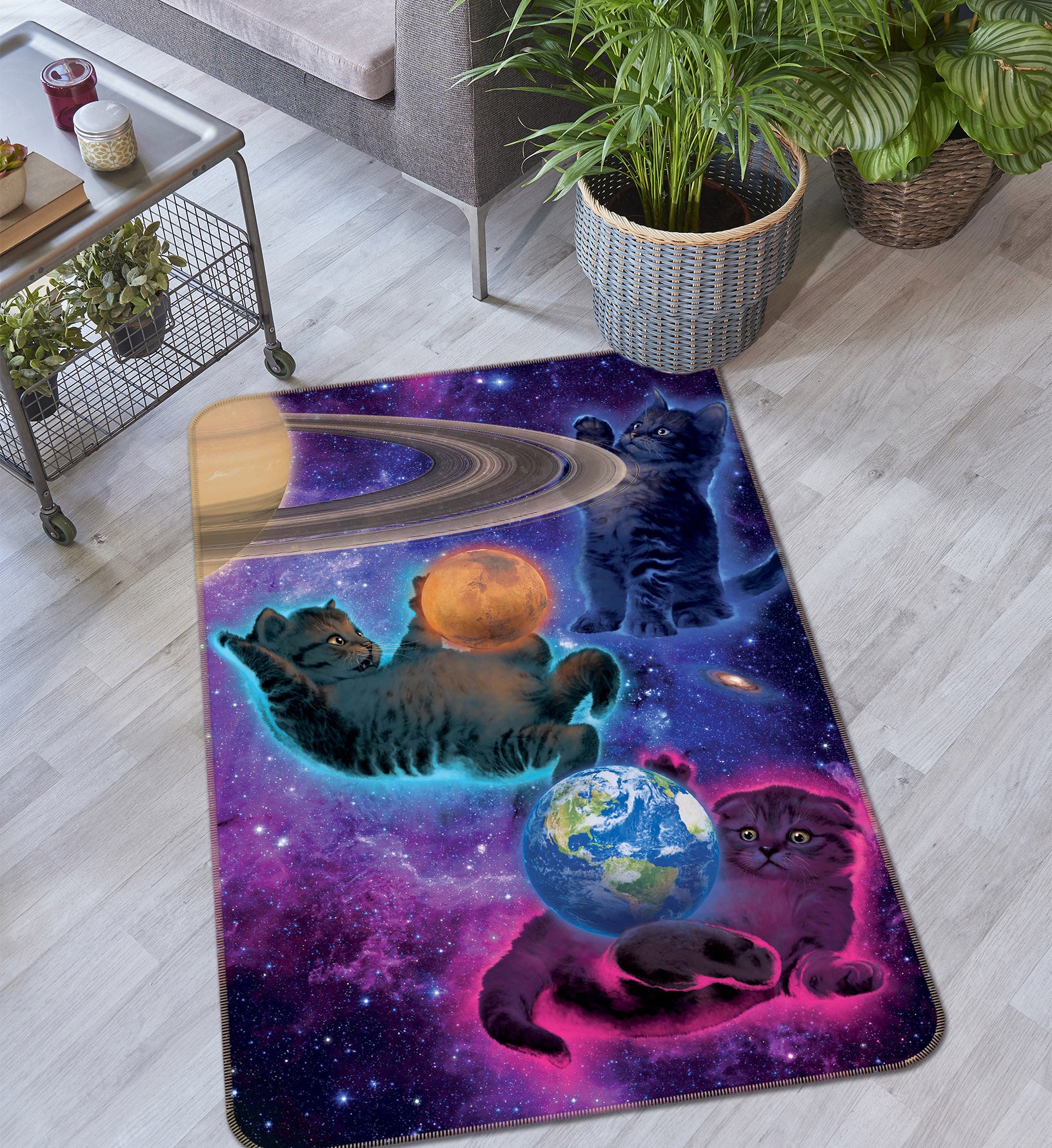 3D Cosmic Kittens 1025 Vincent Hie Rug Non Slip Rug Mat