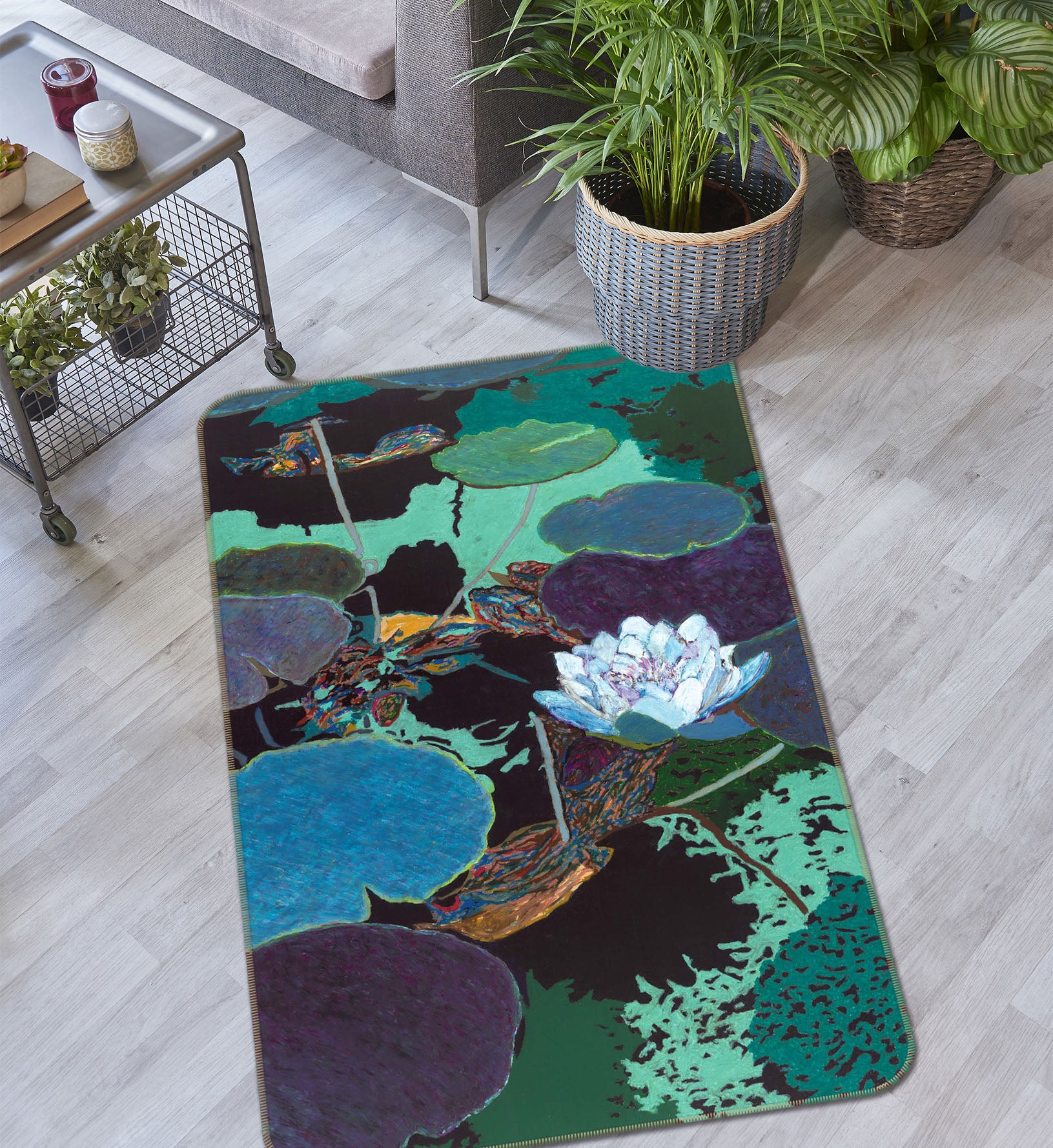 3D Summer Lotus Pond 3009 Allan P. Friedlander Rug Non Slip Rug Mat