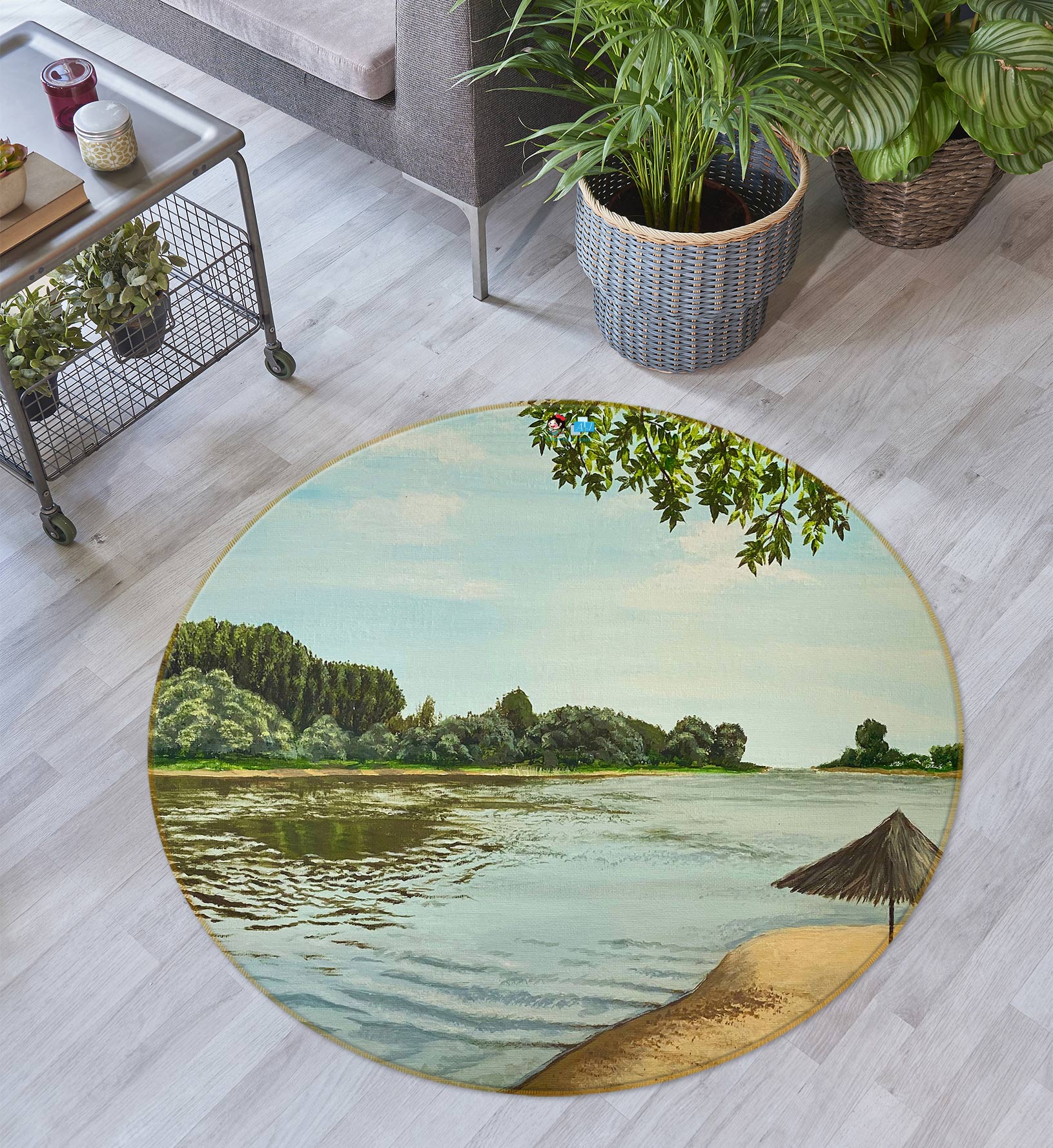 3D Riverside 18136 Marina Zotova Rug Round Non Slip Rug Mat