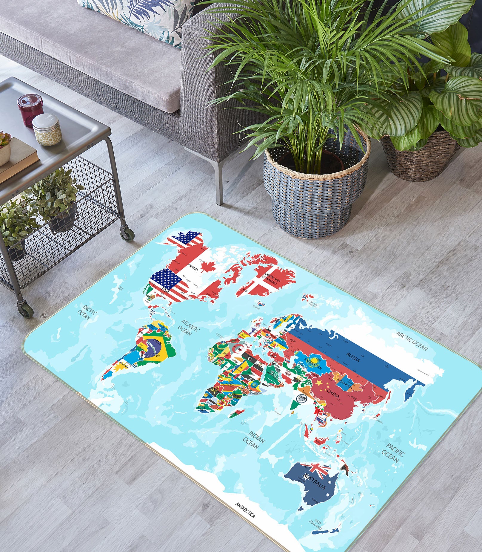 3D Colored Island 325 World Map Non Slip Rug Mat