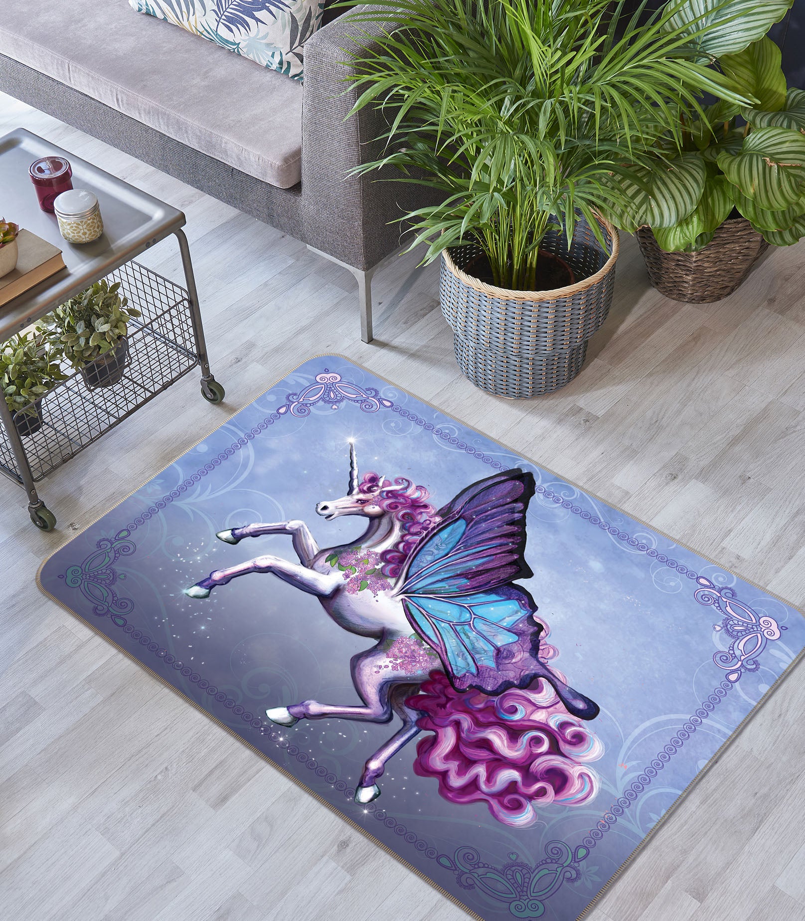 3D Wing Horse 3002 Rose Catherine Khan Rug Non Slip Rug Mat