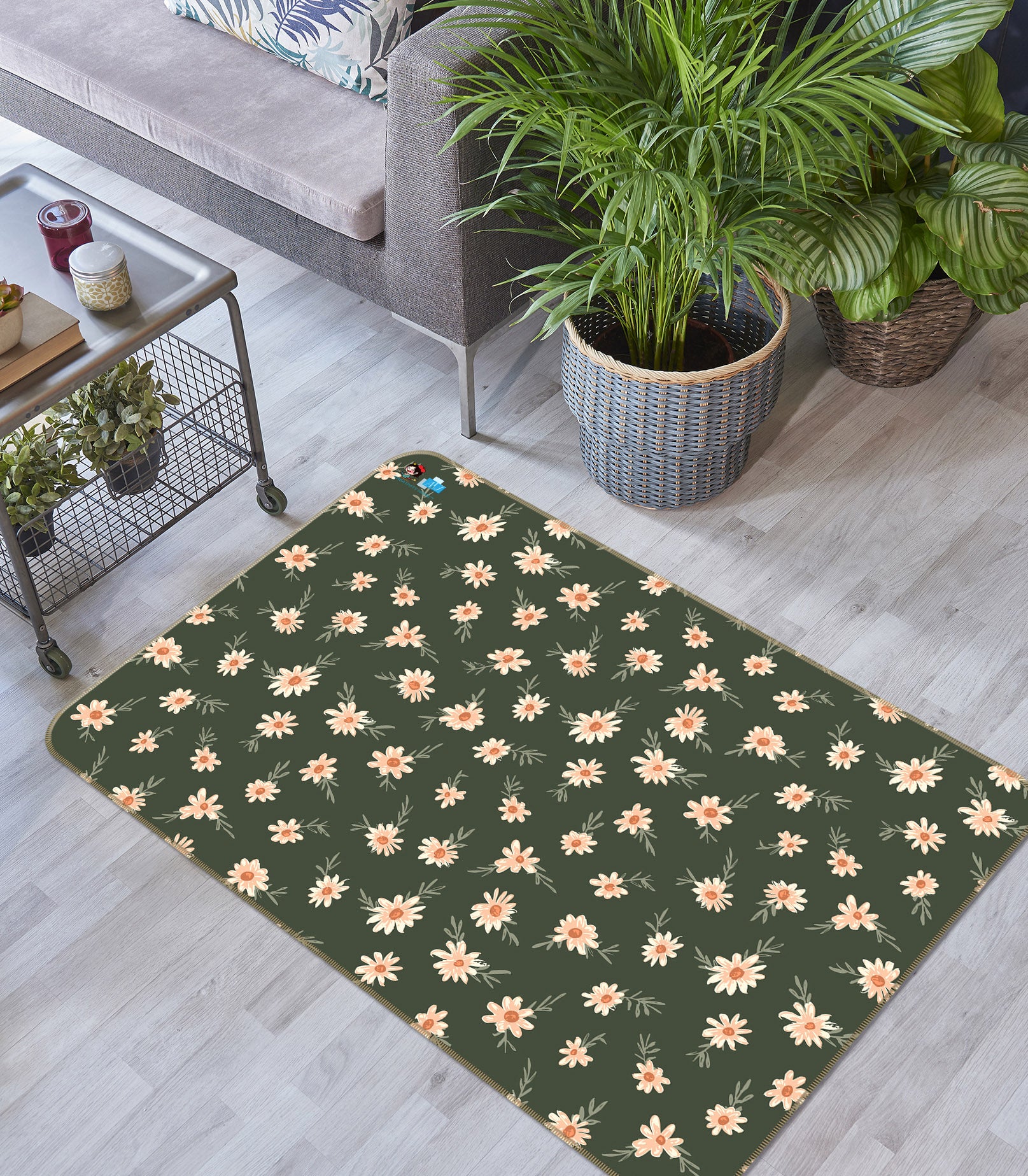 3D Small Daisy Pattern 107122 Kashmira Jayaprakash Rug Non Slip Rug Mat
