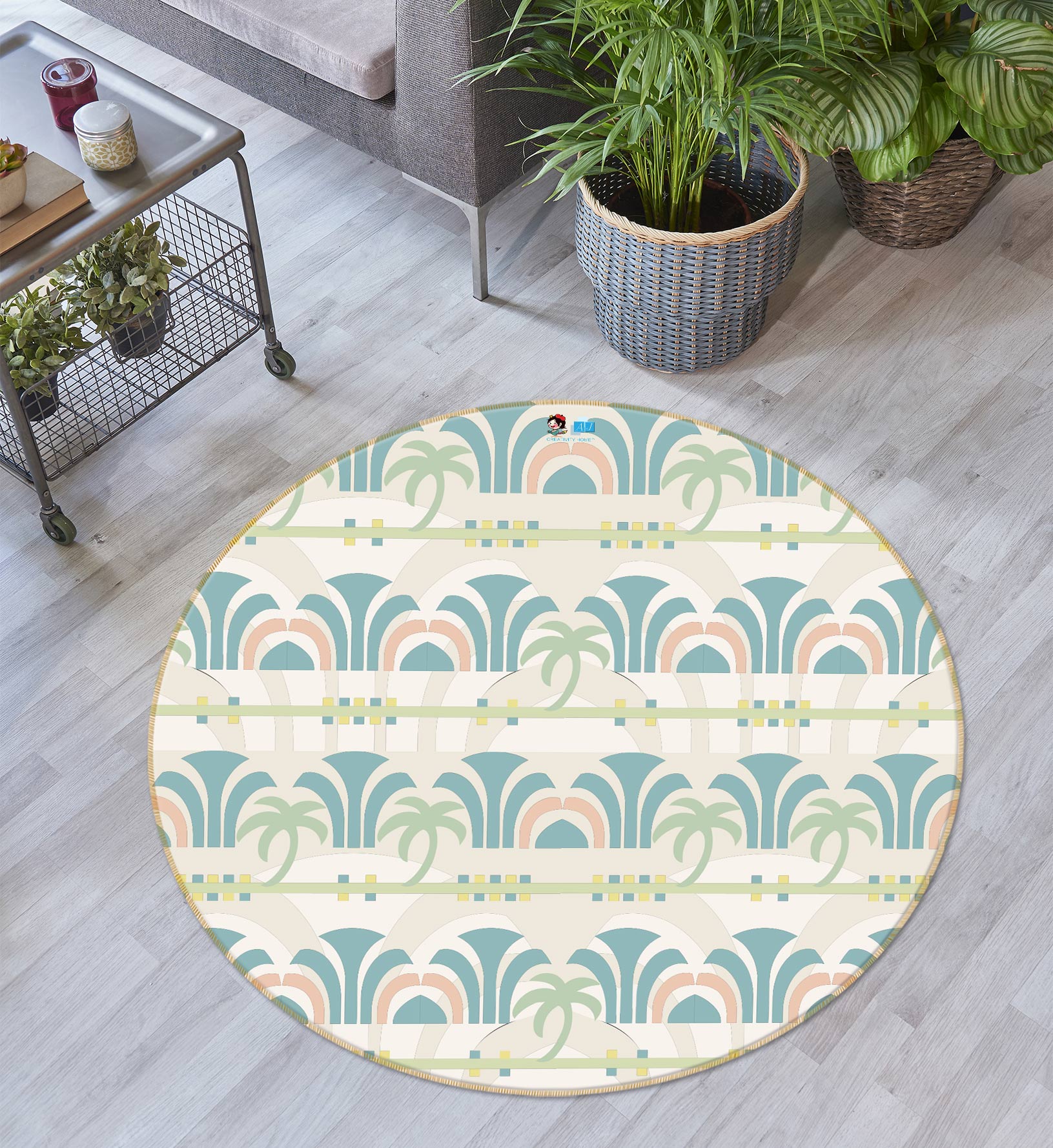 3D Pattern Texture 98105 Kasumi Loffler Rug Round Non Slip Rug Mat