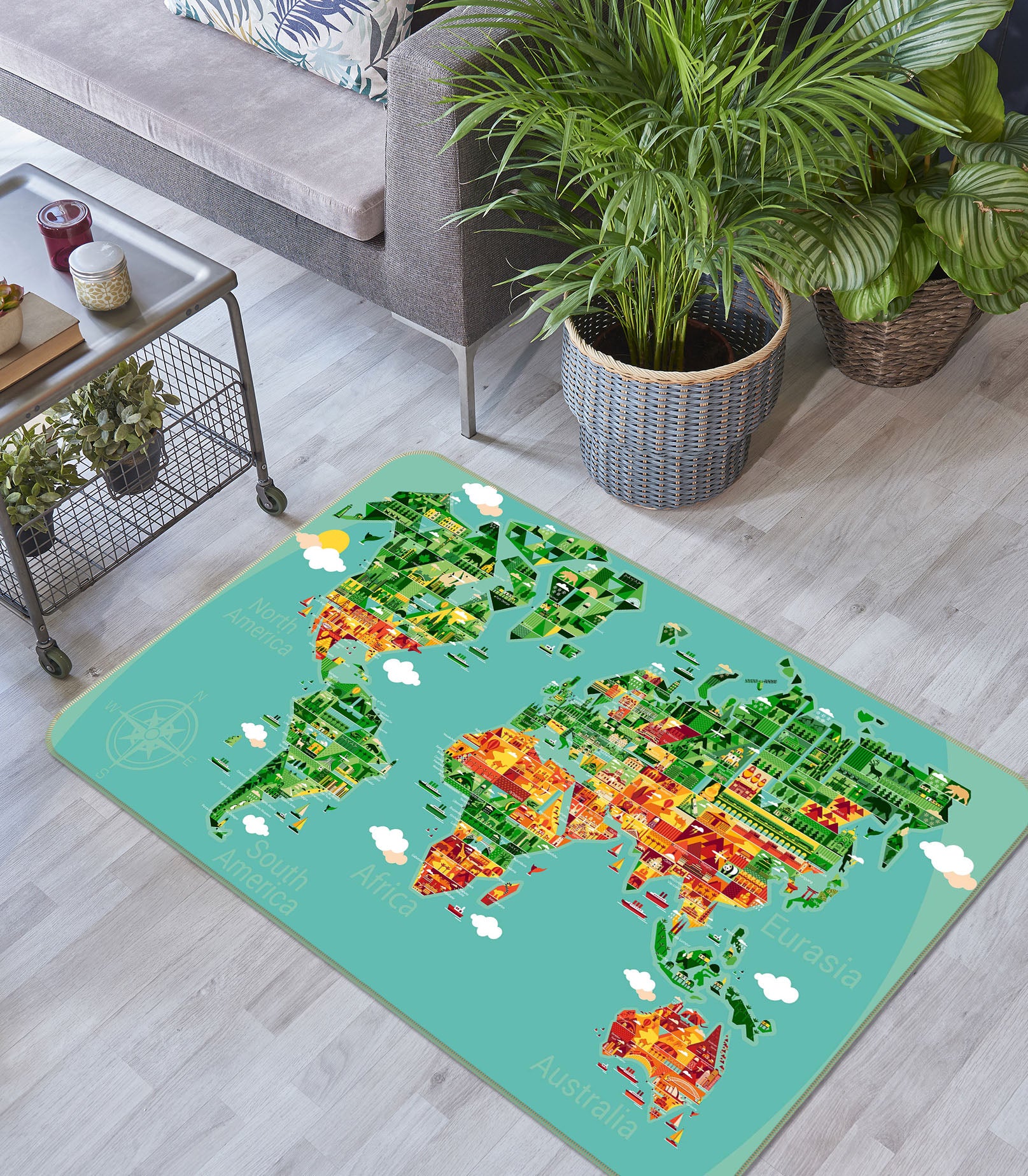 3D Abstract Painting 250 World Map Non Slip Rug Mat