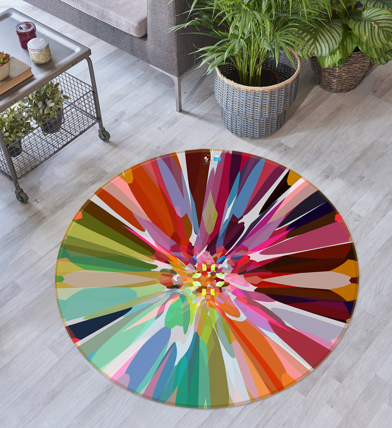 3D Color Flower Core 191105 Shandra Smith Rug Round Non Slip Rug Mat