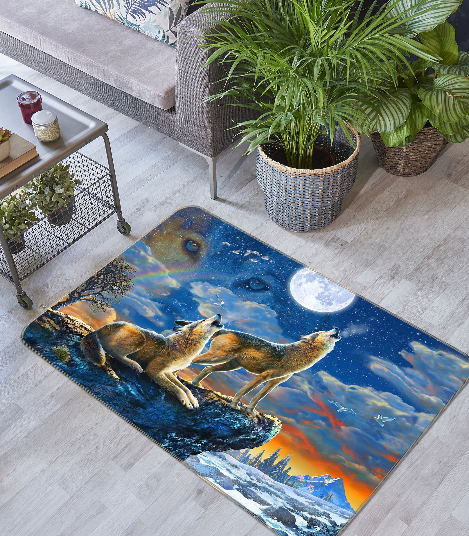 3D Wolverine At Night 1079 Adrian Chesterman Rug Non Slip Rug Mat