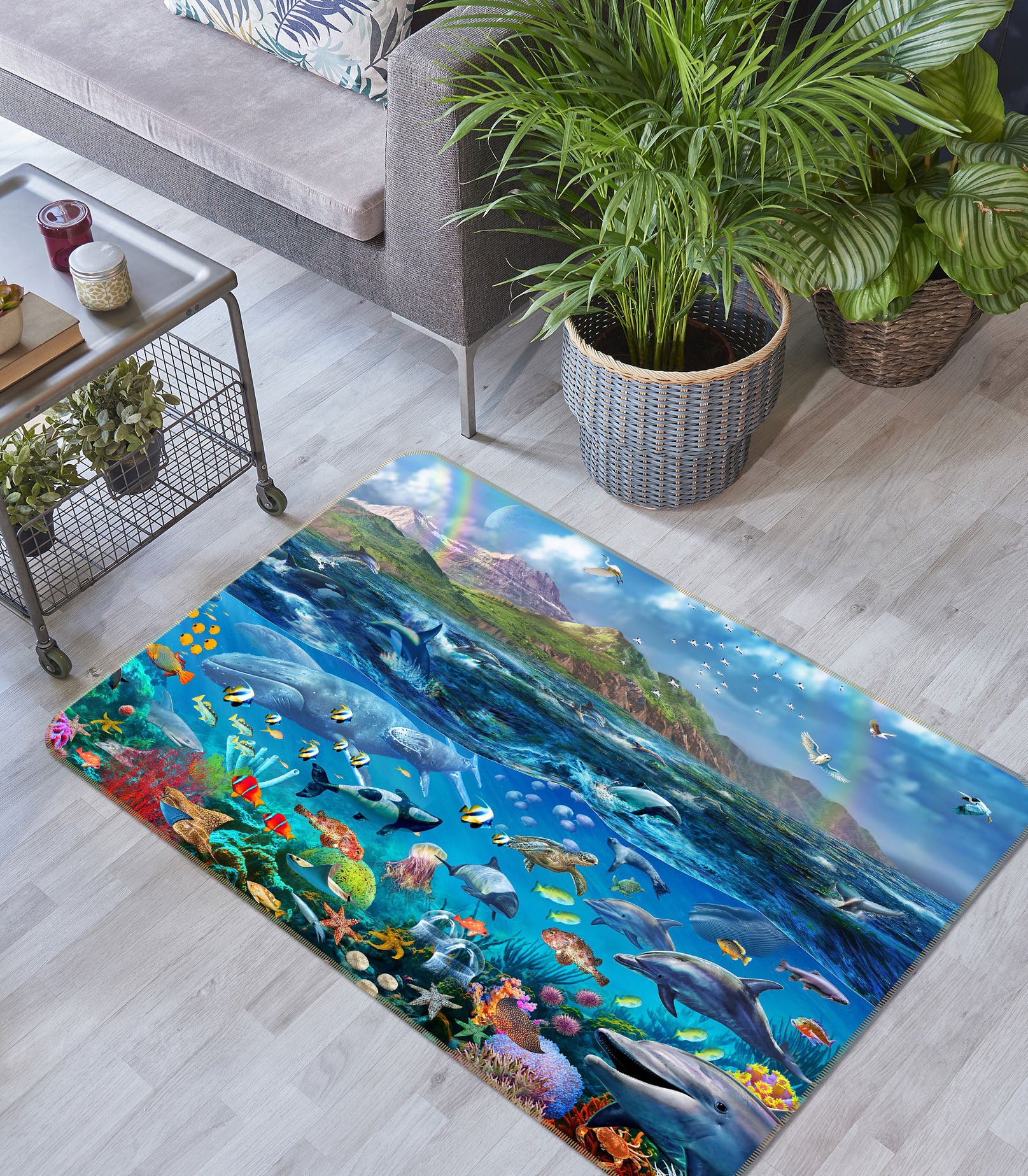 3D Marine Dolphin 1059 Adrian Chesterman Rug Non Slip Rug Mat