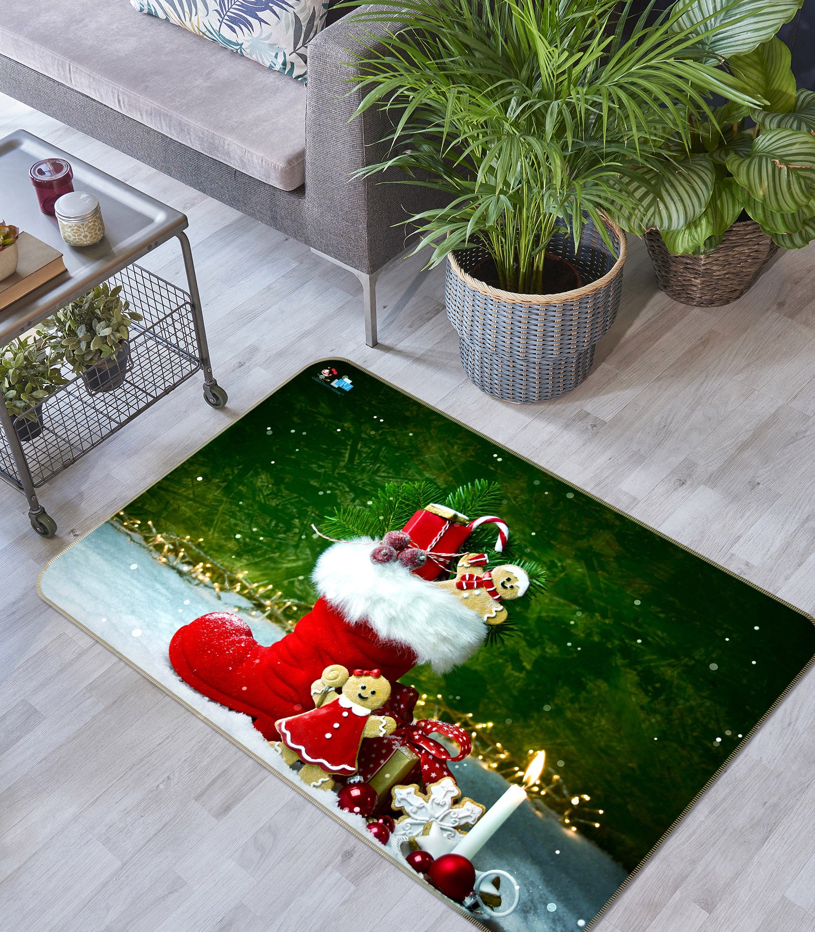 3D Red Socks Gift 56257 Christmas Non Slip Rug Mat Xmas