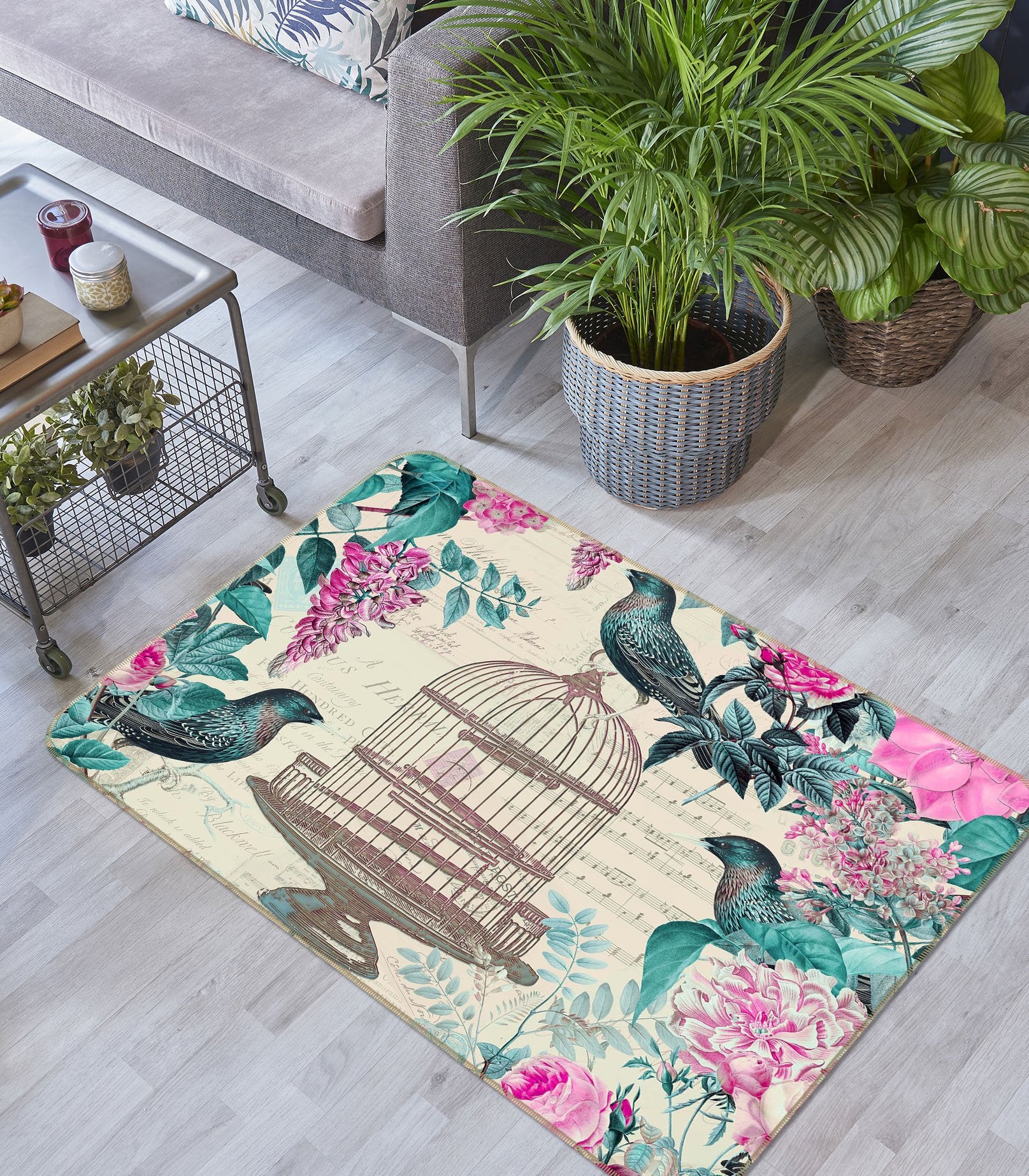 3D Bird Cage 1003 Andrea haase Rug Non Slip Rug Mat Mat AJ Creativity Home 