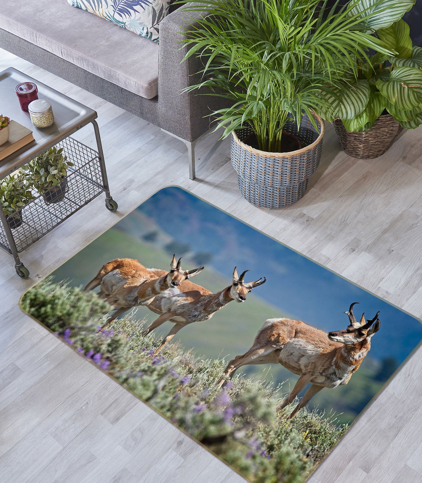3D Pronghorn Antelope 1101 Kathy Barefield Rug Non Slip Rug Mat
