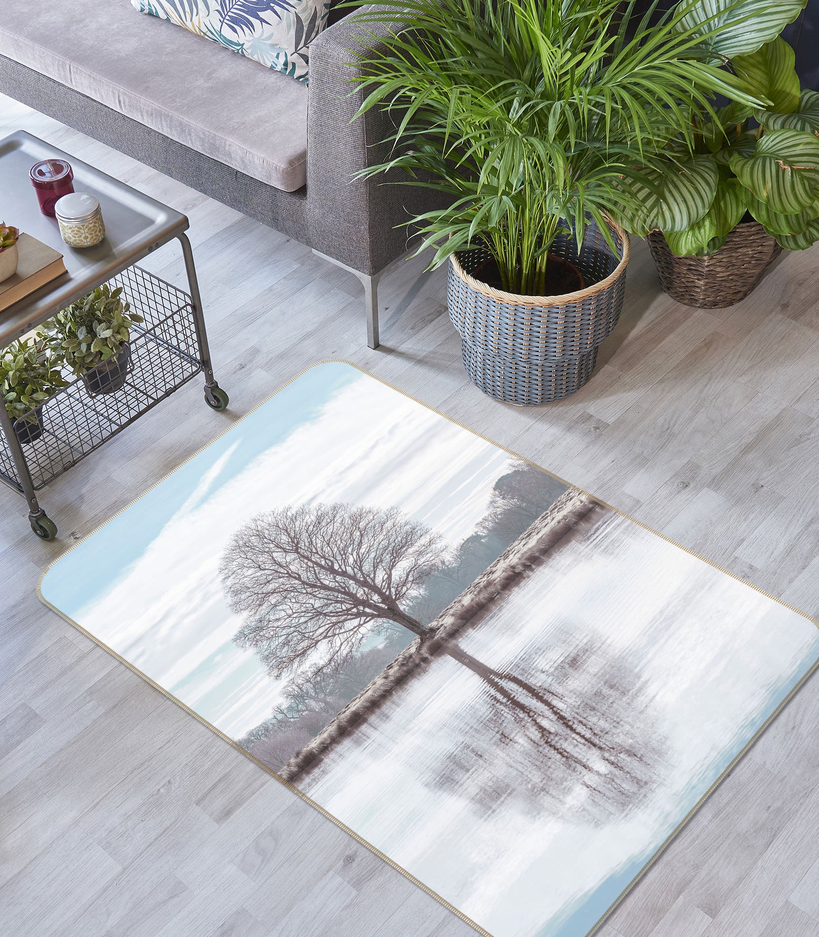 3D Lake Reflection 196 Assaf Frank Rug Non Slip Rug Mat
