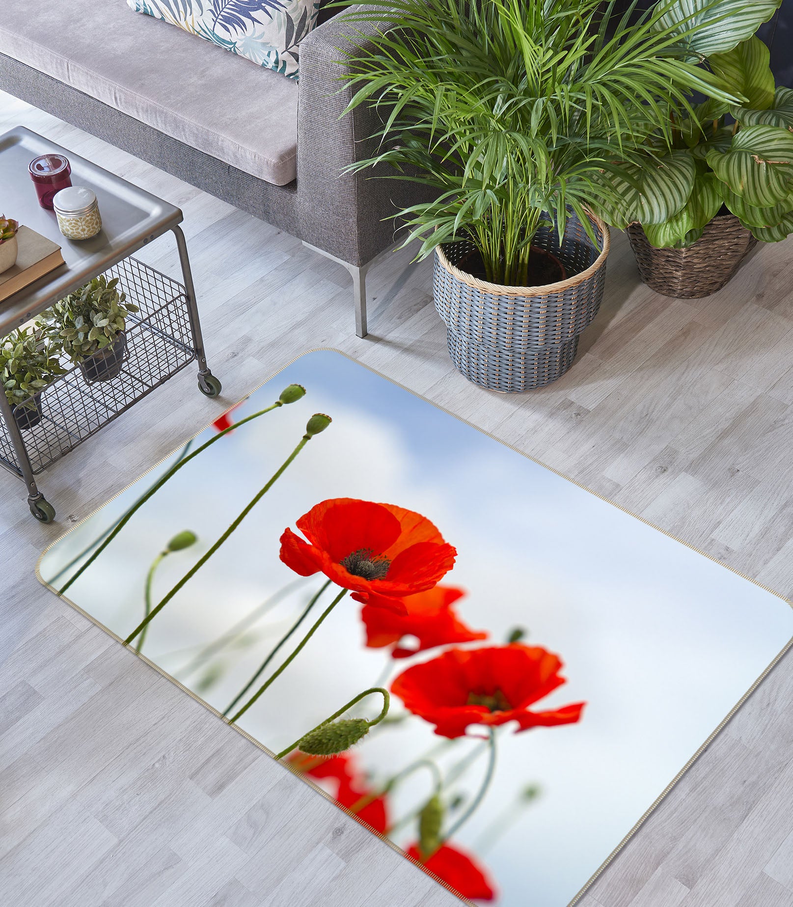 3D Red Flowers 1170 Marco Carmassi Rug Non Slip Rug Mat