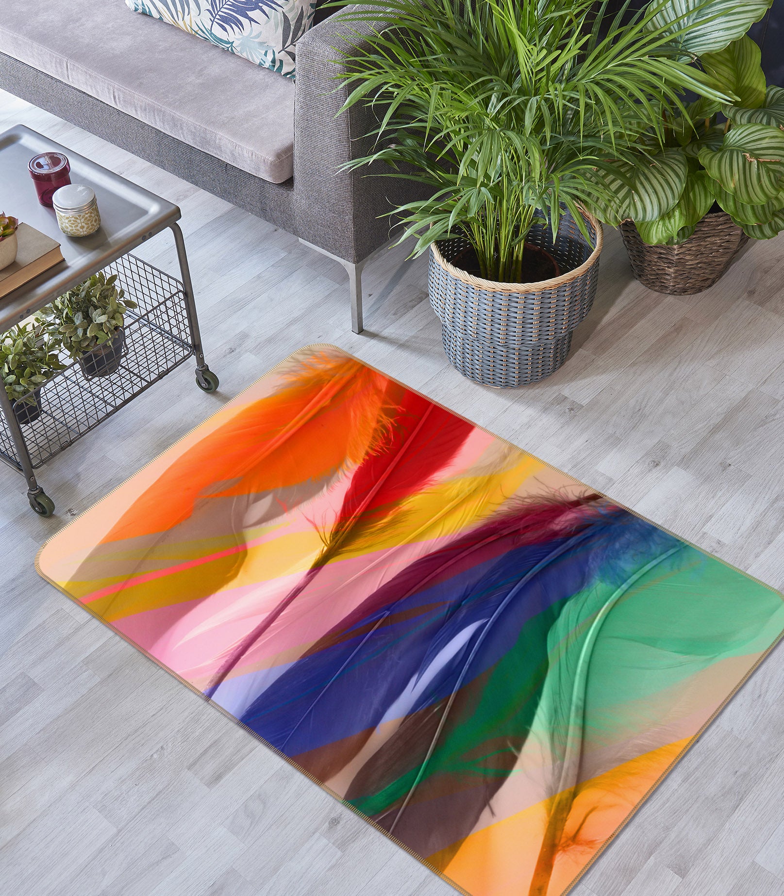 3D Colored Feathers 71017 Shandra Smith Rug Non Slip Rug Mat