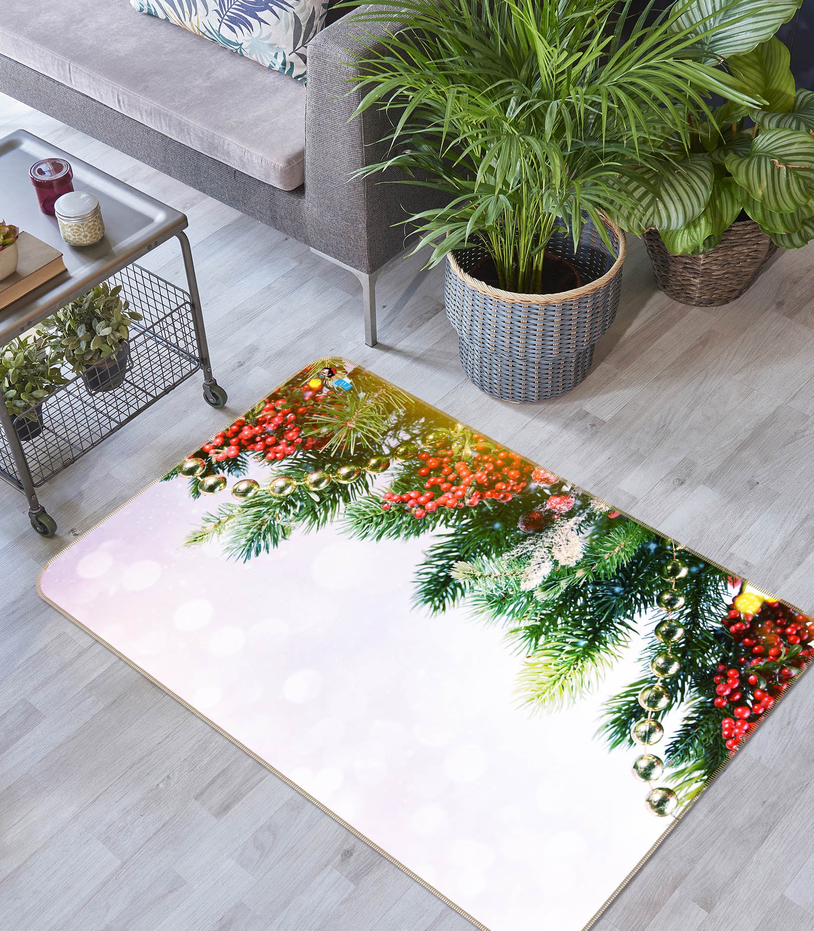 3D Branches 56233 Christmas Non Slip Rug Mat Xmas
