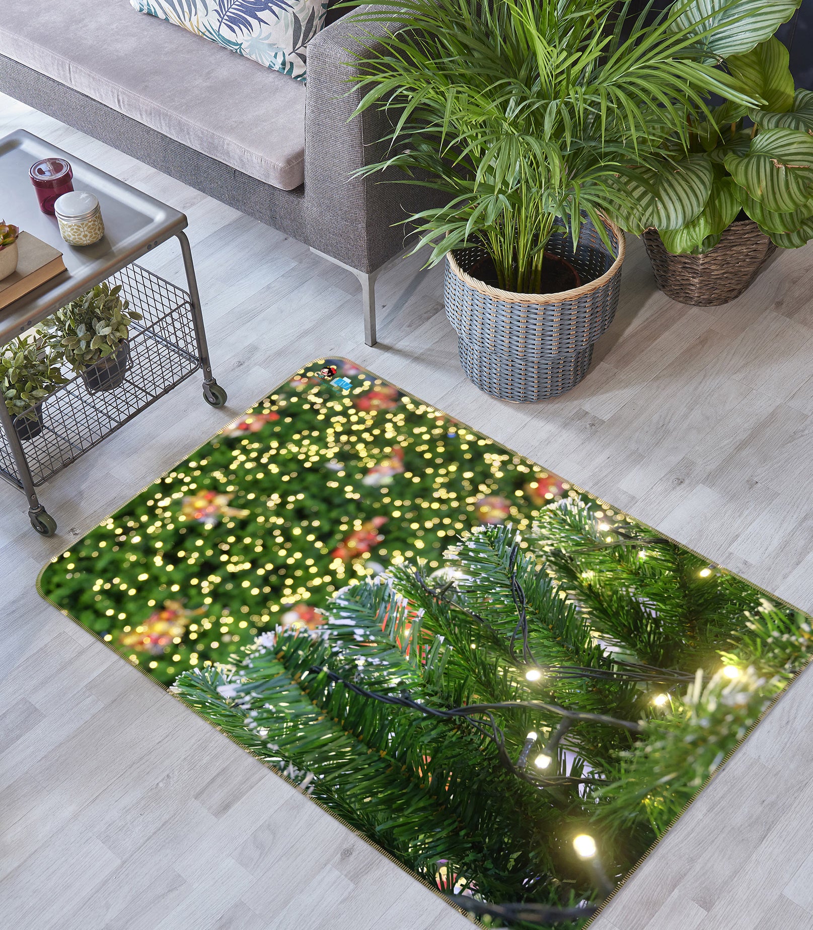 3D Branches Light 56139 Christmas Non Slip Rug Mat Xmas