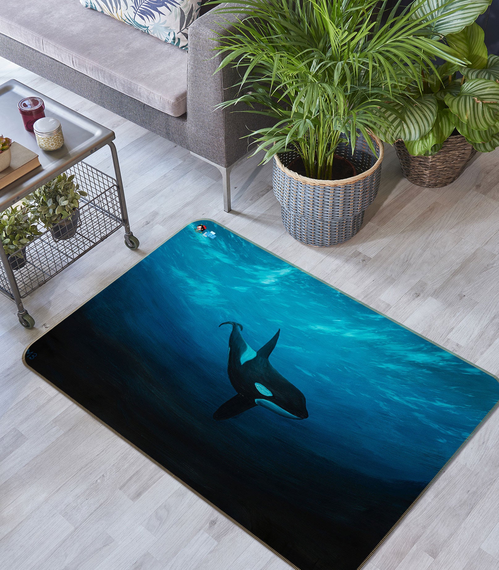 3D Ocean Whale 1891 Marina Zotova Rug Non Slip Rug Mat