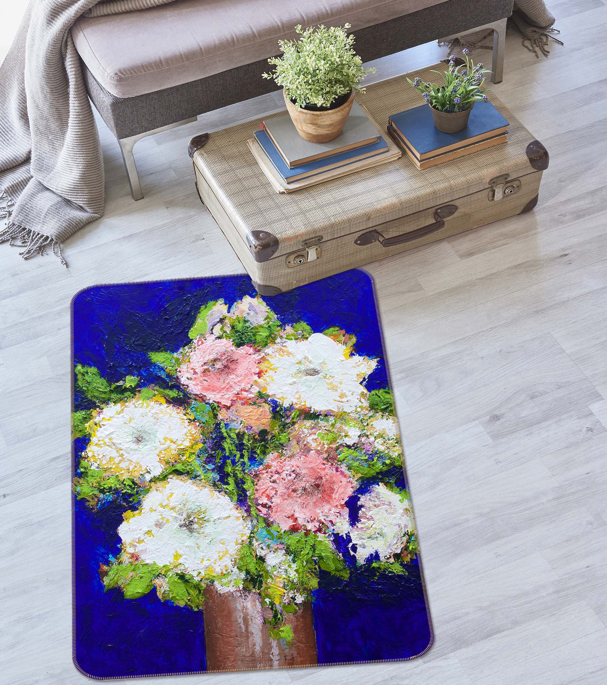 3D Painted Flowers 3006 Allan P. Friedlander Rug Non Slip Rug Mat