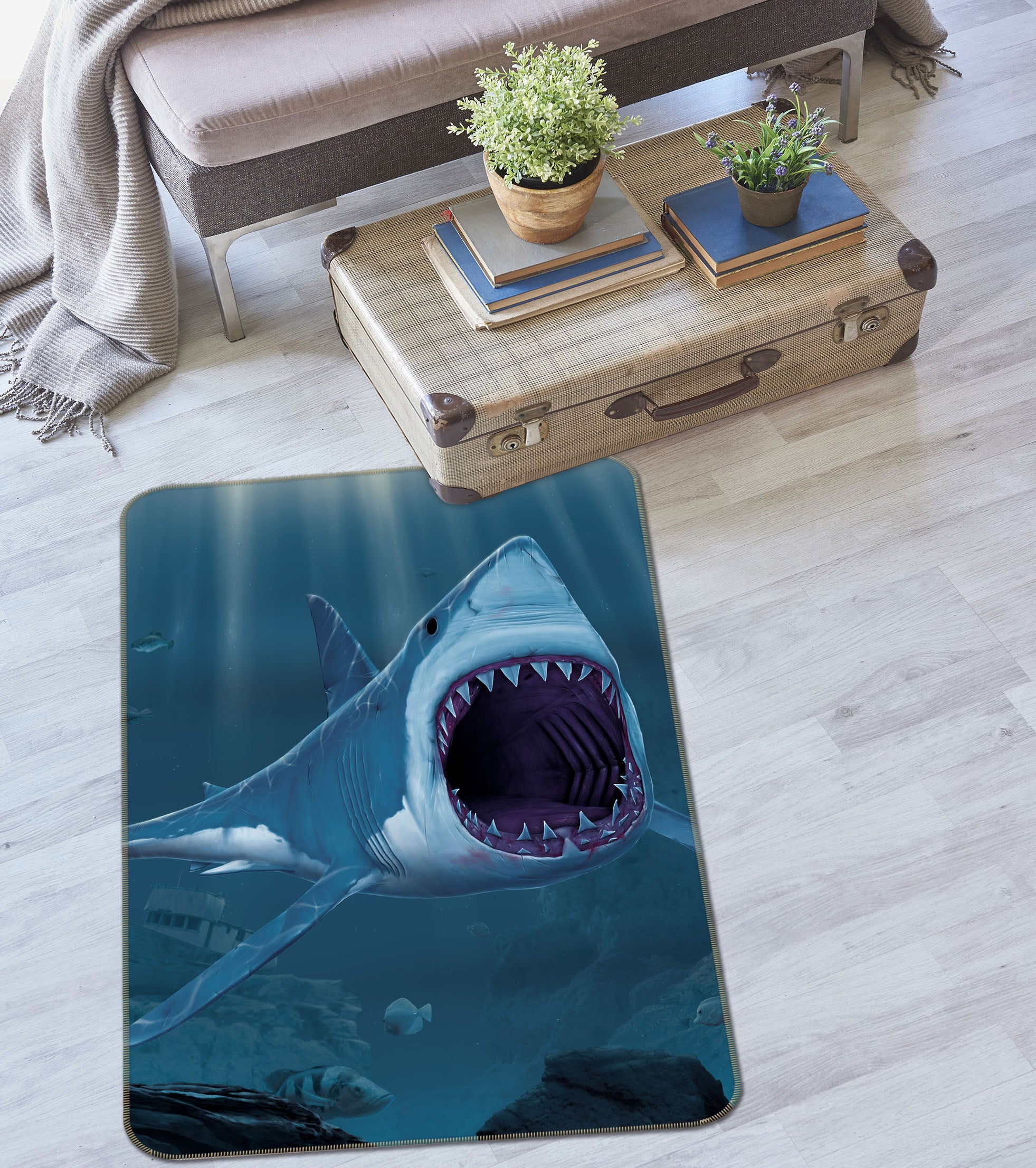 3D Shark Bite 1066 Vincent Hie Rug Non Slip Rug Mat