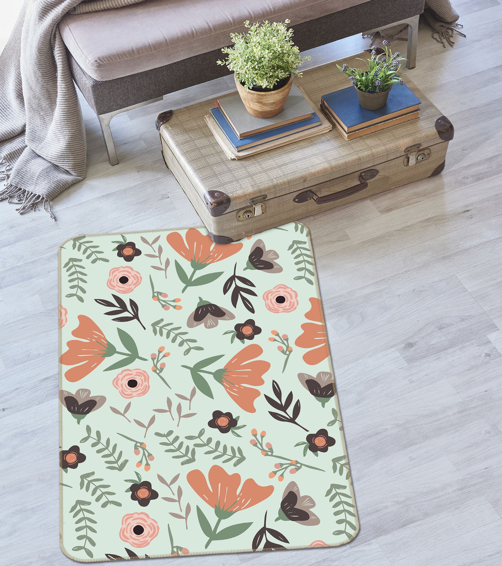 3D Colored Flowers 1109 Jillian Helvey Rug Non Slip Rug Mat