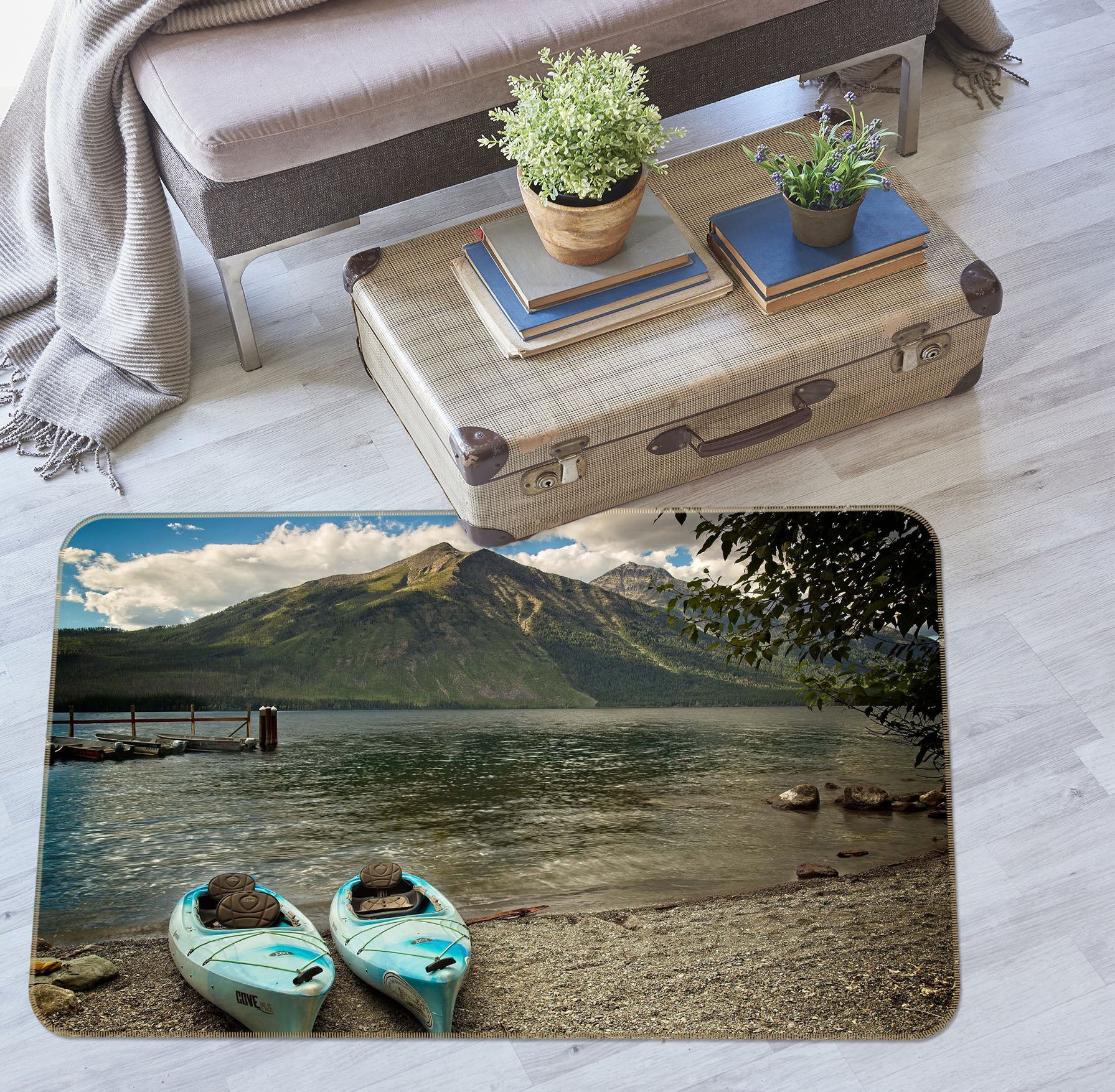3D Lake Boat 1108 Kathy Barefield Rug Non Slip Rug Mat