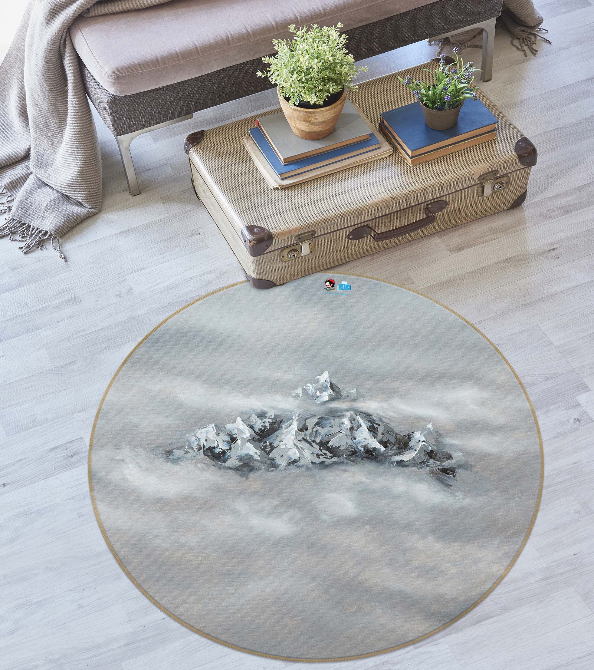 3D Mountain Peak 18147 Marina Zotova Rug Round Non Slip Rug Mat