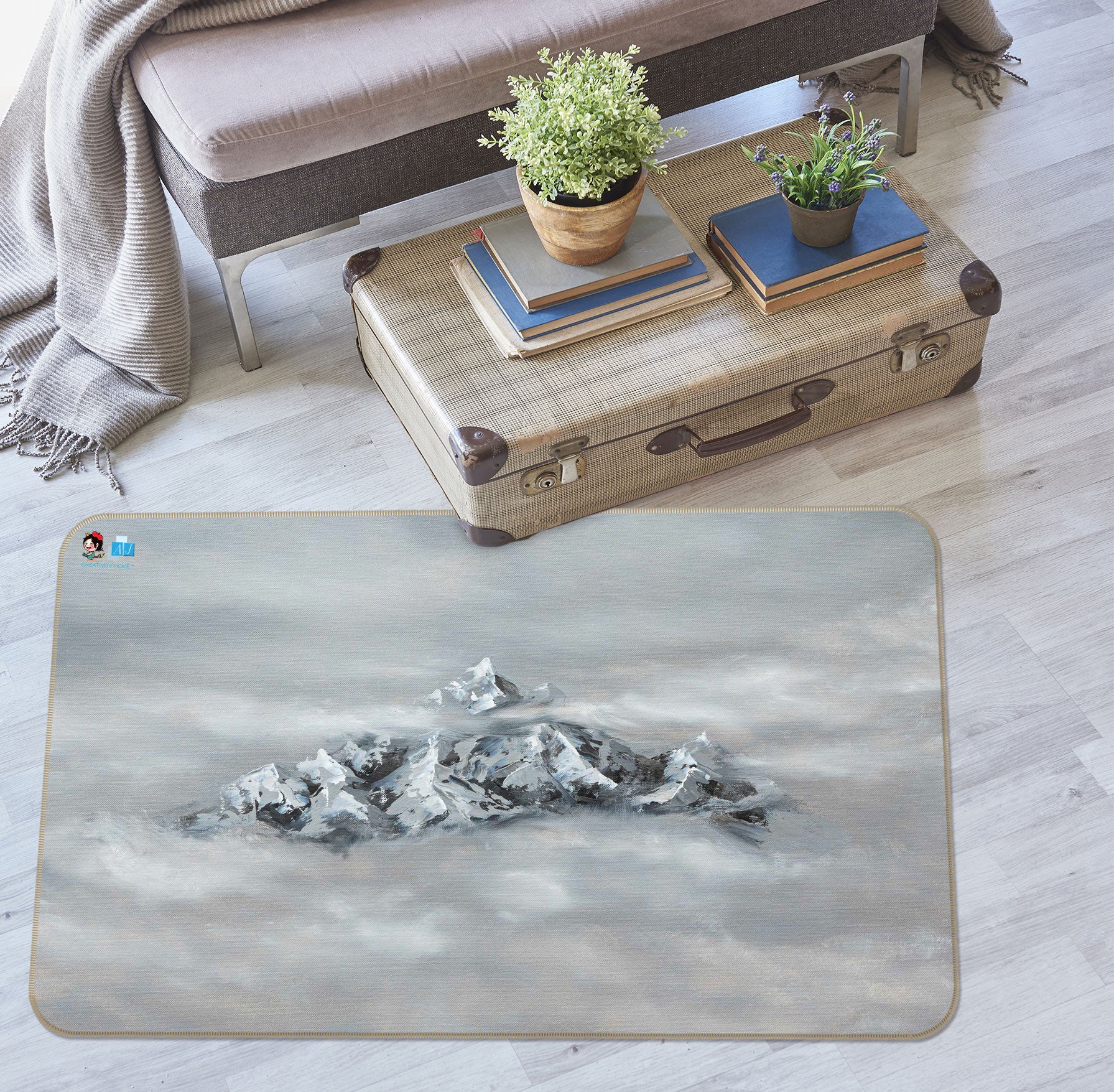3D Mountain Peak Fog 1888 Marina Zotova Rug Non Slip Rug Mat