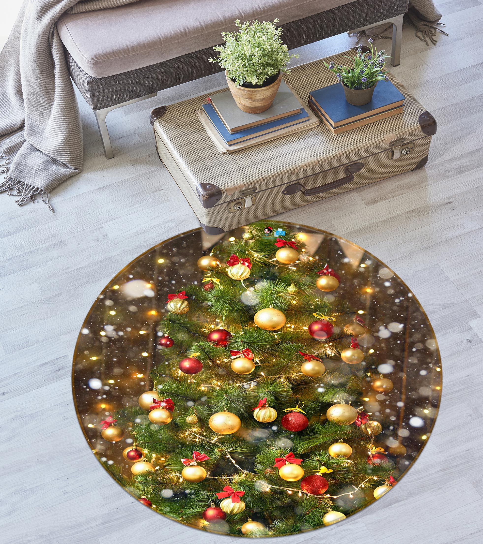 3D Ball Pendant 55228 Christmas Round Non Slip Rug Mat Xmas