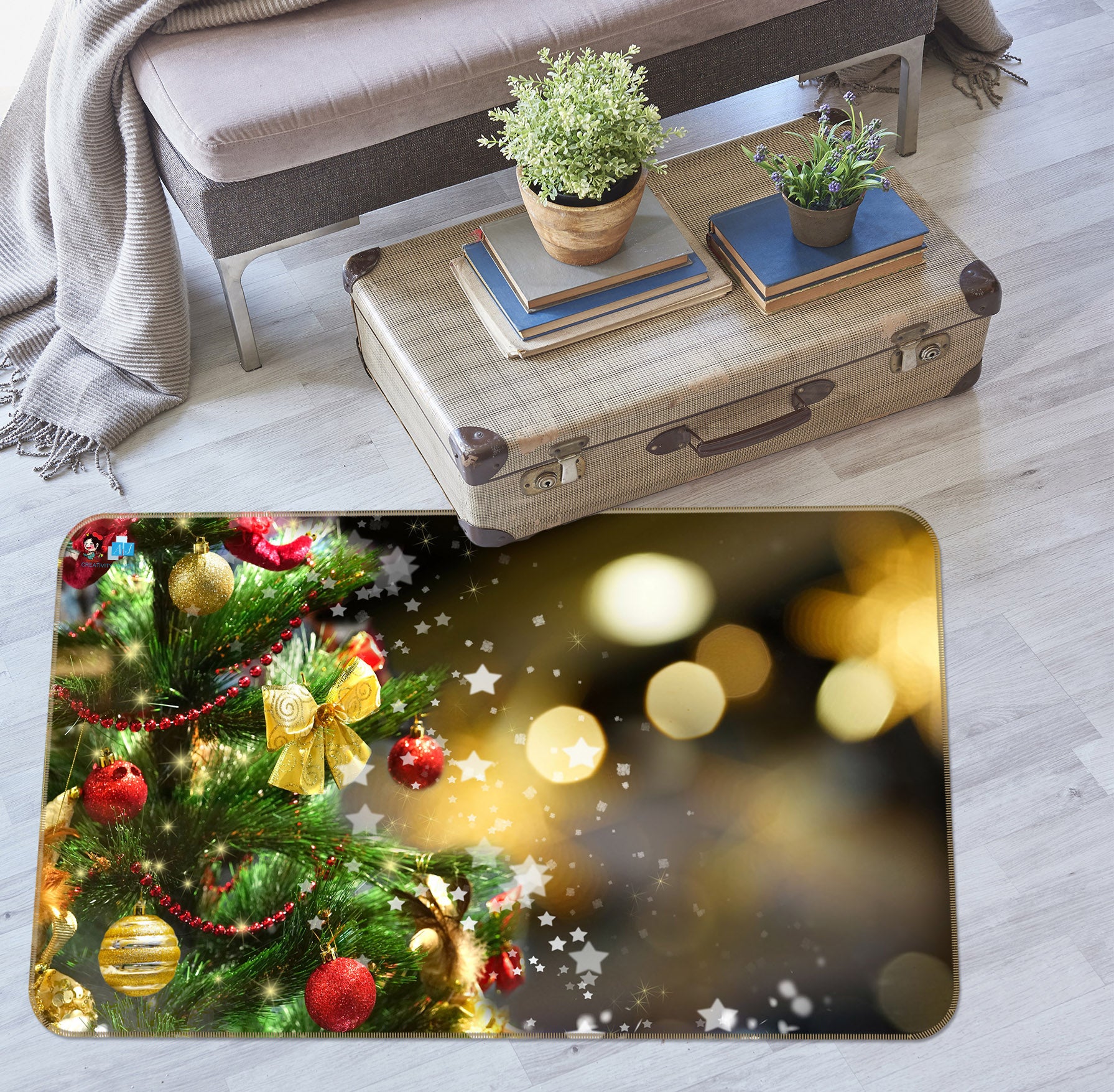 3D Ball Pendant Light Spot 56254 Christmas Non Slip Rug Mat Xmas