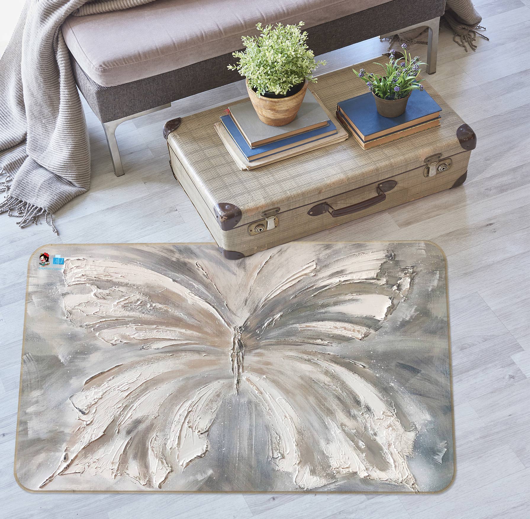 3D Pigment Butterfly 1104 Skromova Marina Rug Non Slip Rug Mat