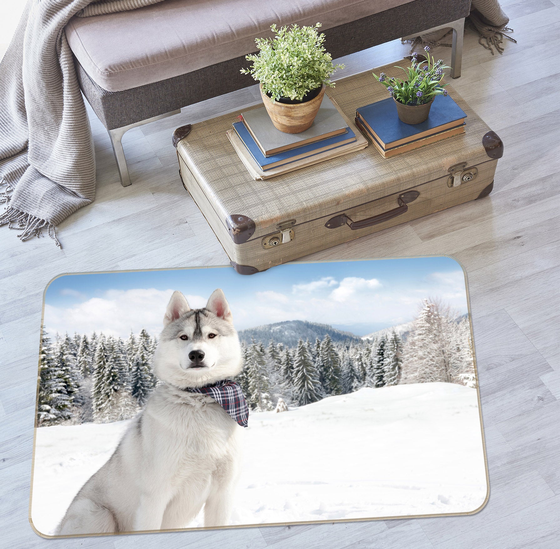 3D Snow Wolf Forest 078 Animal Non Slip Rug Mat