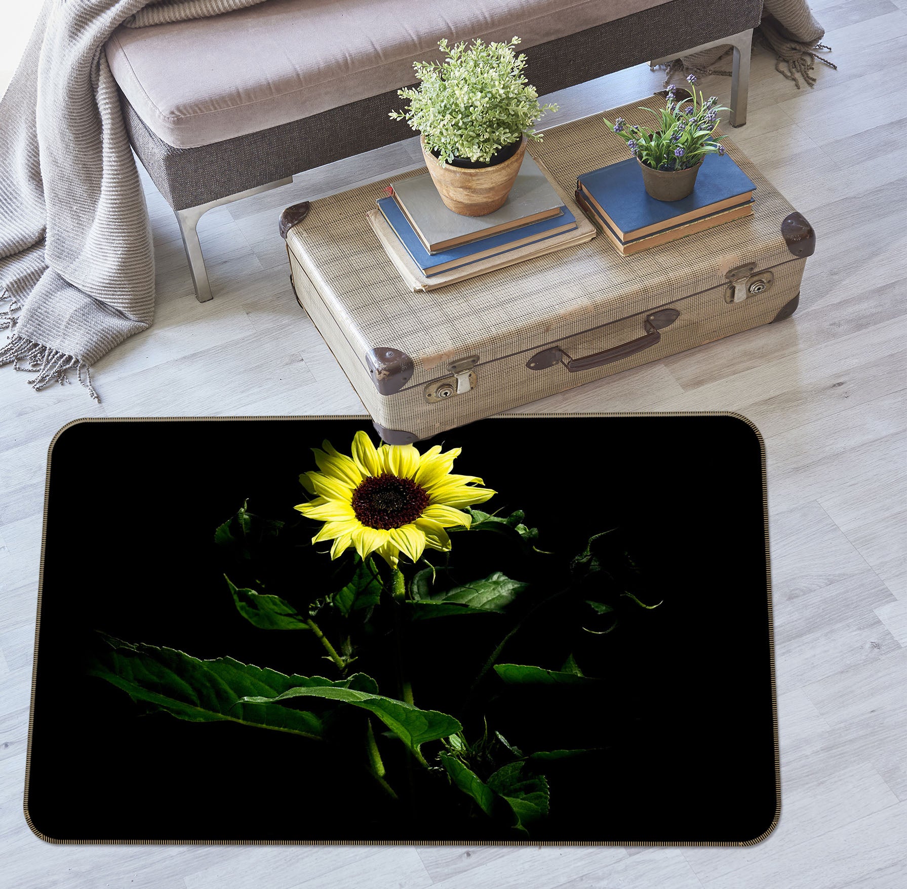 3D Sunflower 1124 Kathy Barefield Rug Non Slip Rug Mat