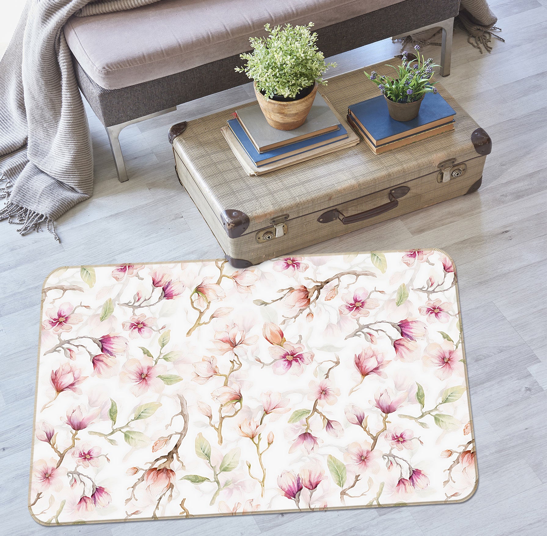3D Flowering Branch 105 Uta Naumann Rug Non Slip Rug Mat