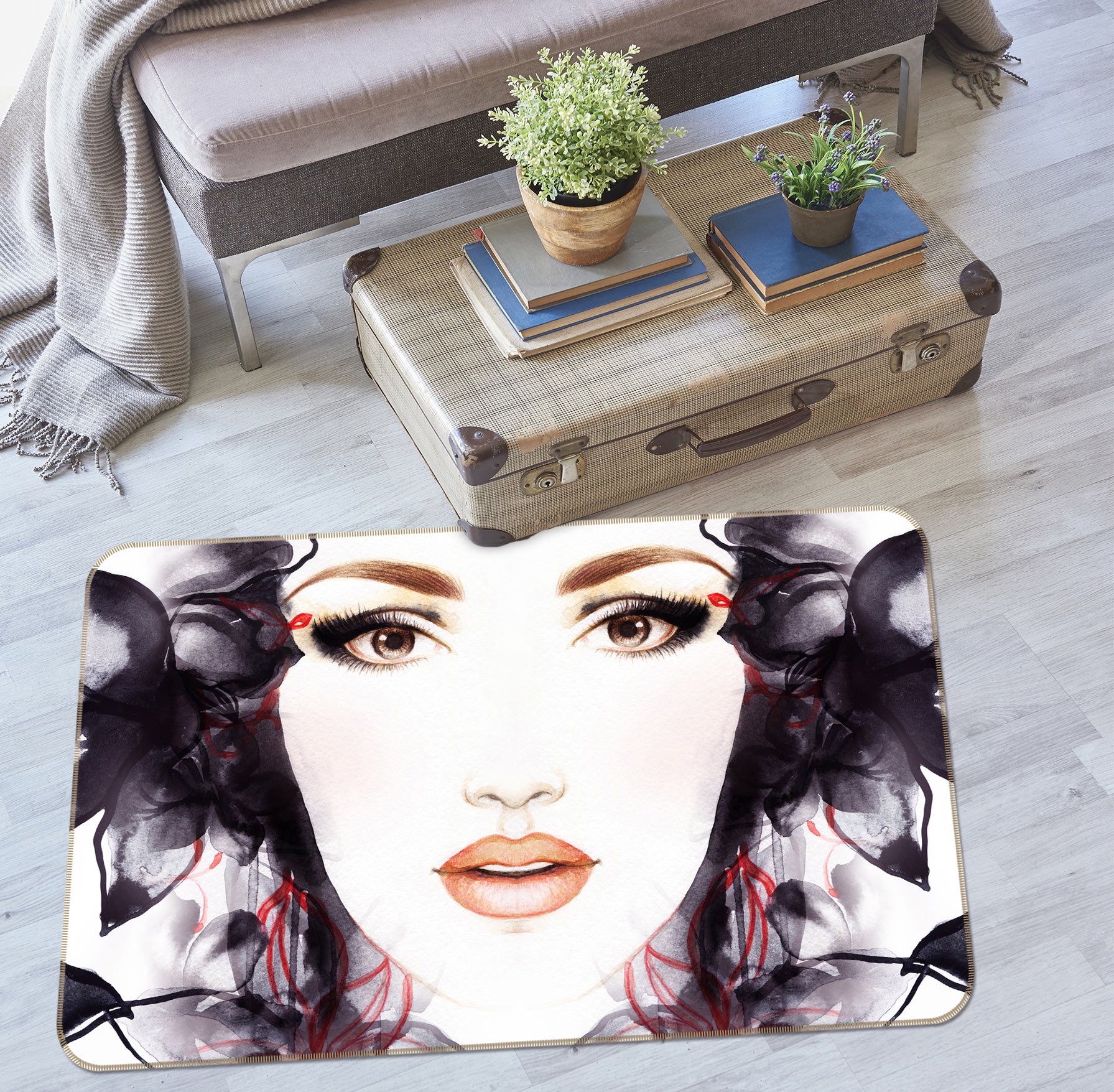 3D Beautiful Woman 1017 Non Slip Rug Mat