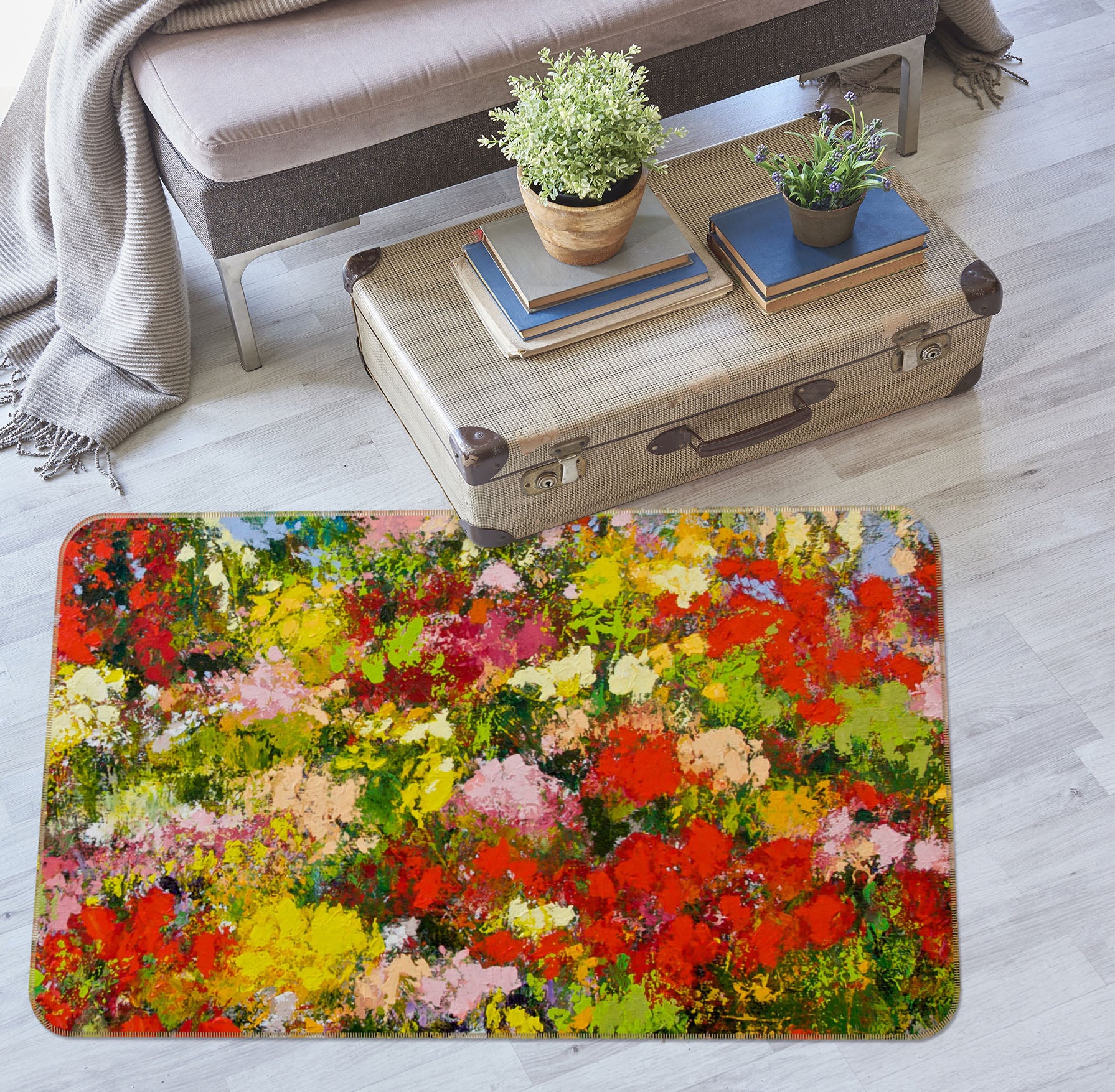 3D Field Flowers 1012 Allan P. Friedlander Rug Non Slip Rug Mat