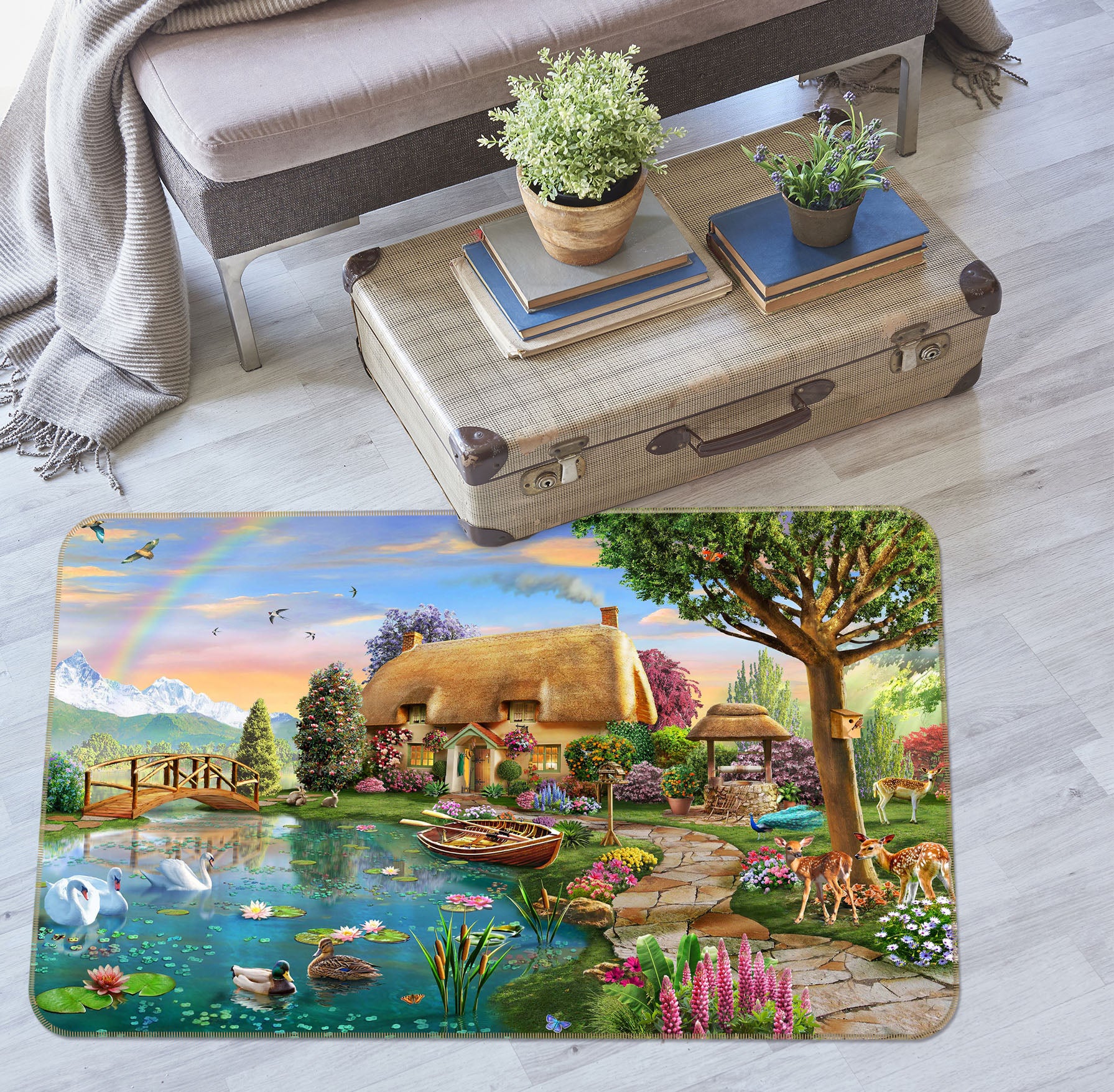 3D Rural Lake 1077 Adrian Chesterman Rug Non Slip Rug Mat
