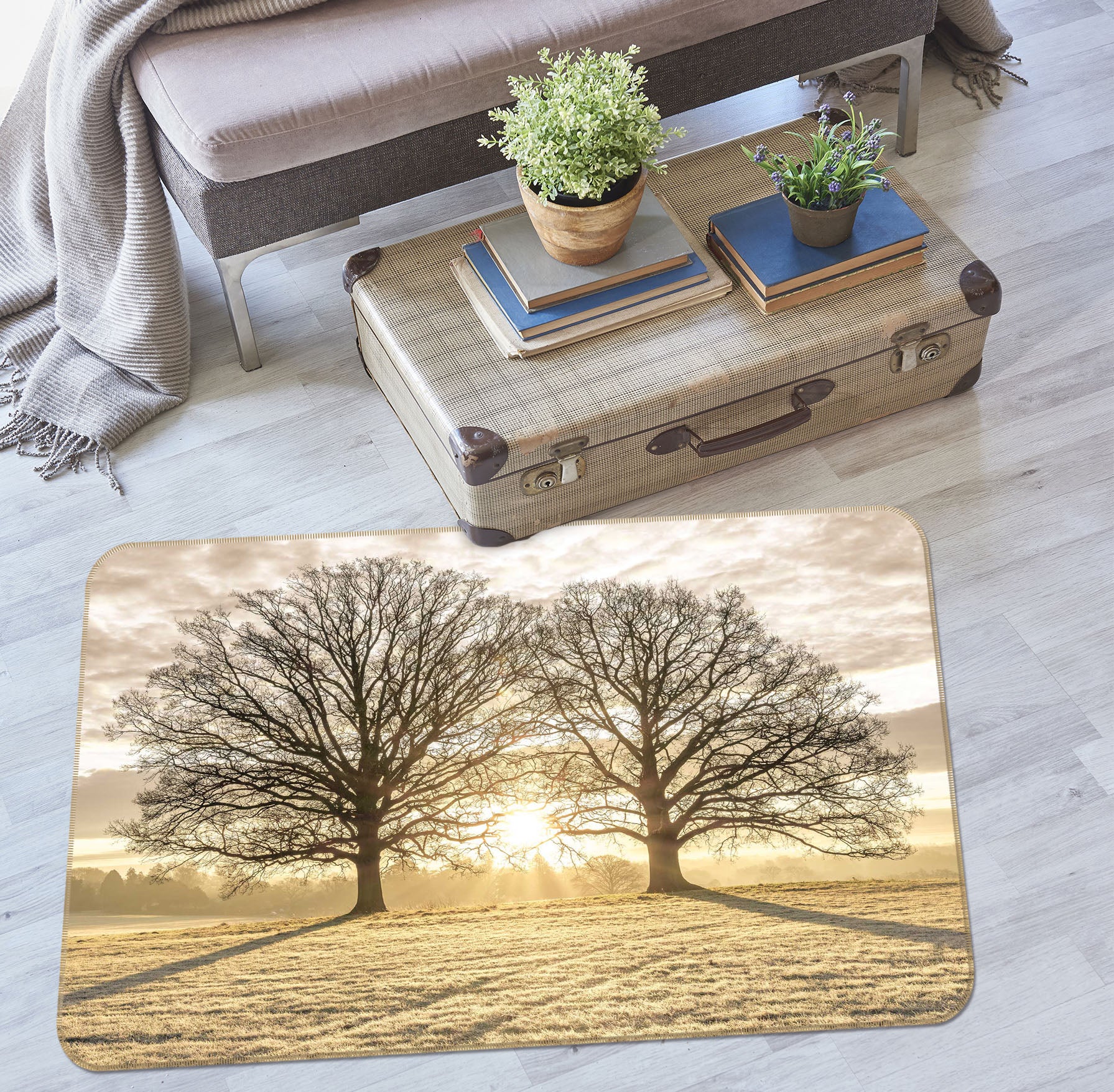 3D Yellow Grassland 168 Assaf Frank Rug Non Slip Rug Mat