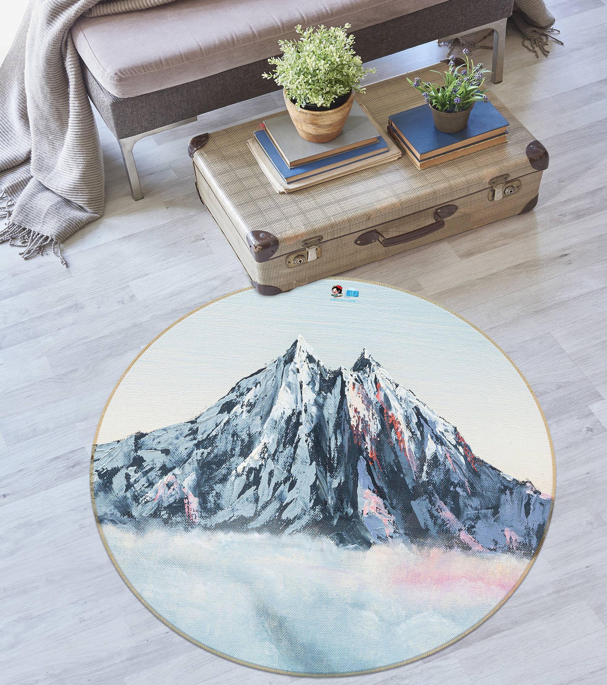 3D Hill Landscape 454 Marina Zotova Rug Round Non Slip Rug Mat