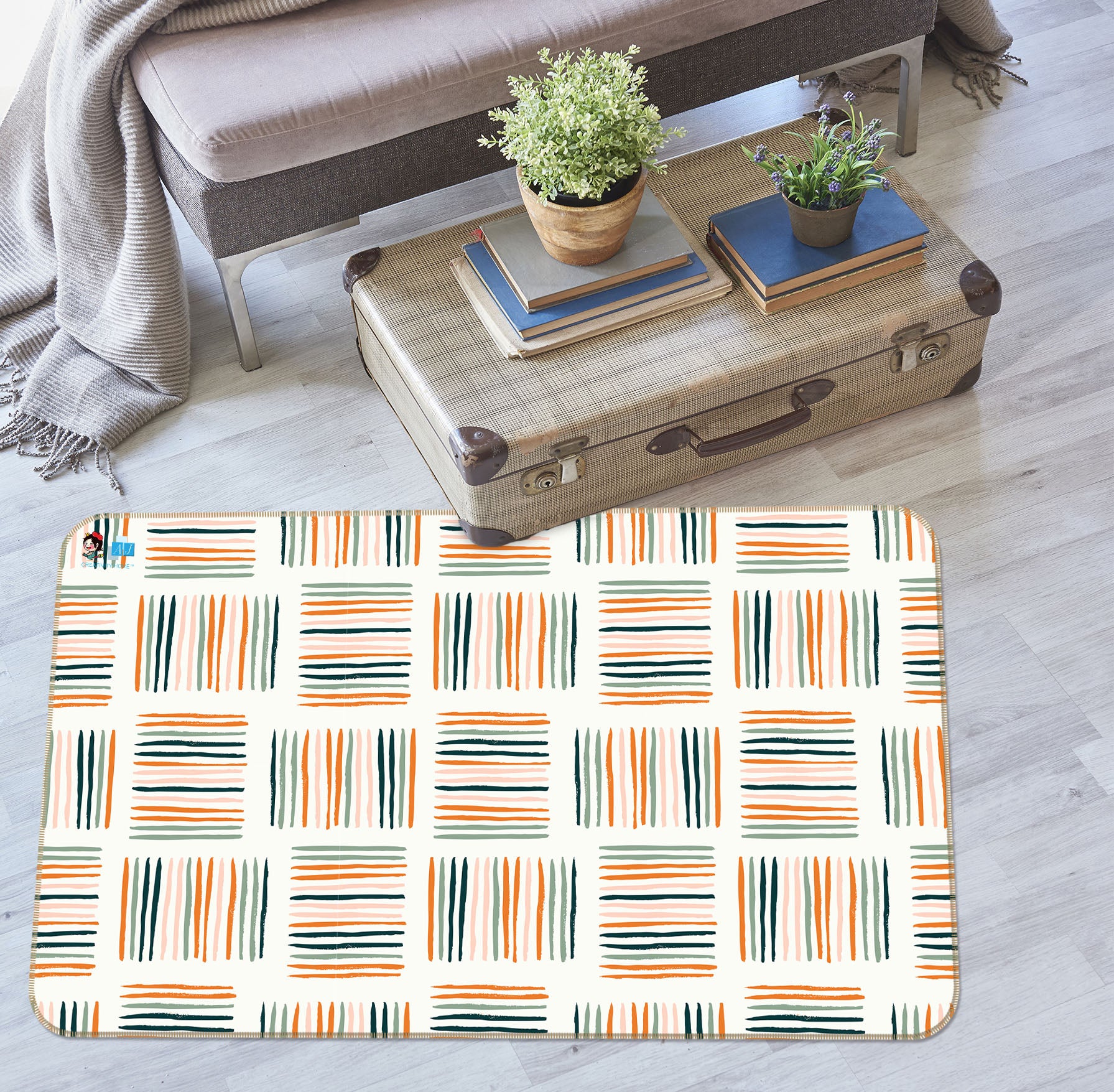 3D Colorful Stripes 107133 Kashmira Jayaprakash Rug Non Slip Rug Mat