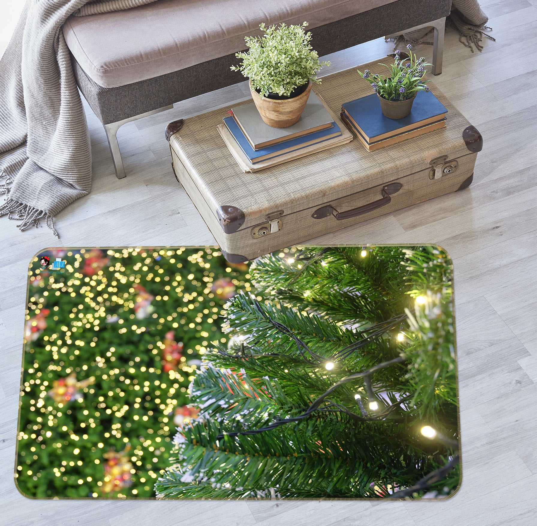 3D Branches Light 56139 Christmas Non Slip Rug Mat Xmas