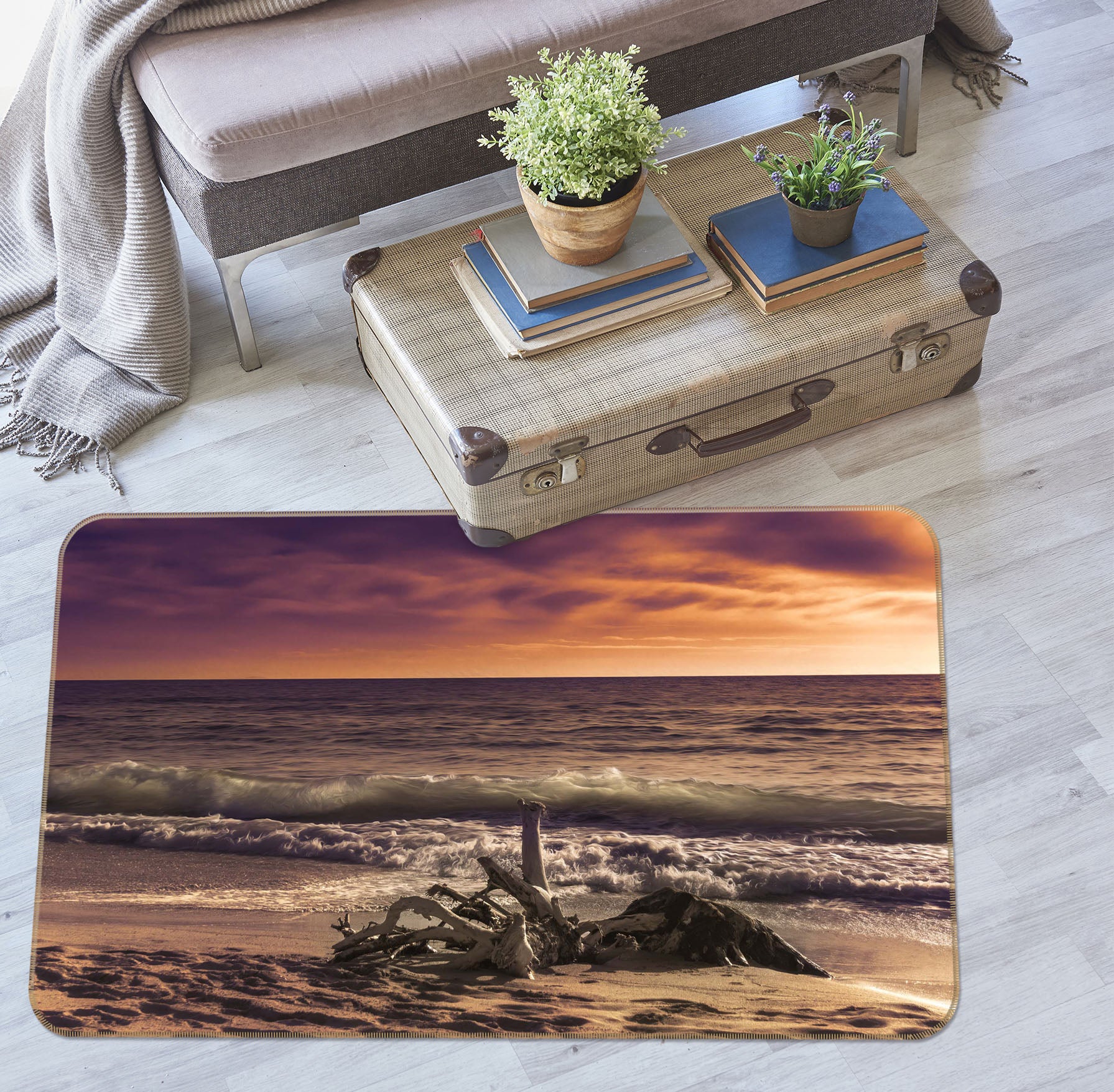 3D Wave Beach 1153 Marco Carmassi Rug Non Slip Rug Mat
