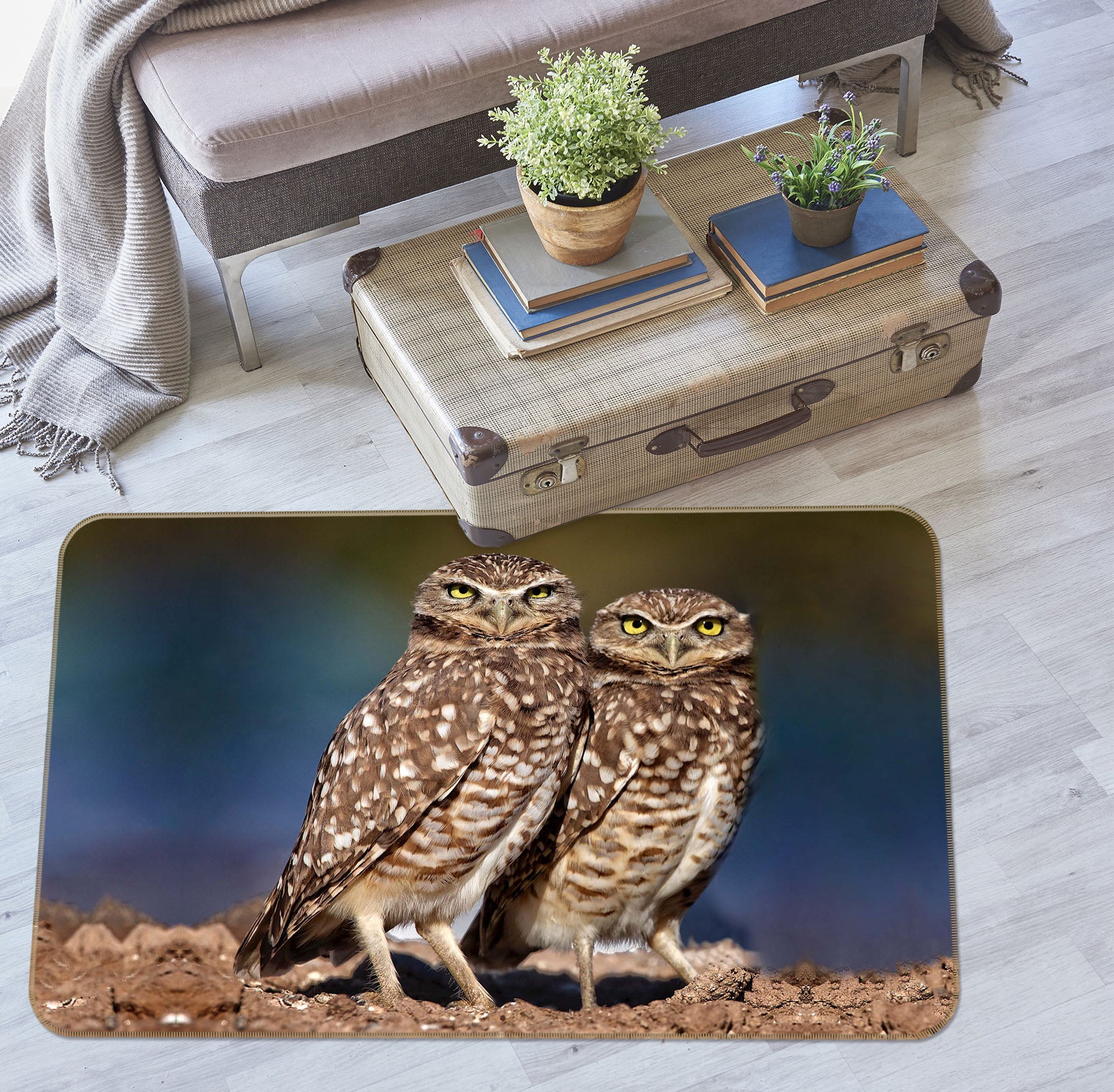 3D Burrowing Owl Buddies 1104 Kathy Barefield Rug Non Slip Rug Mat