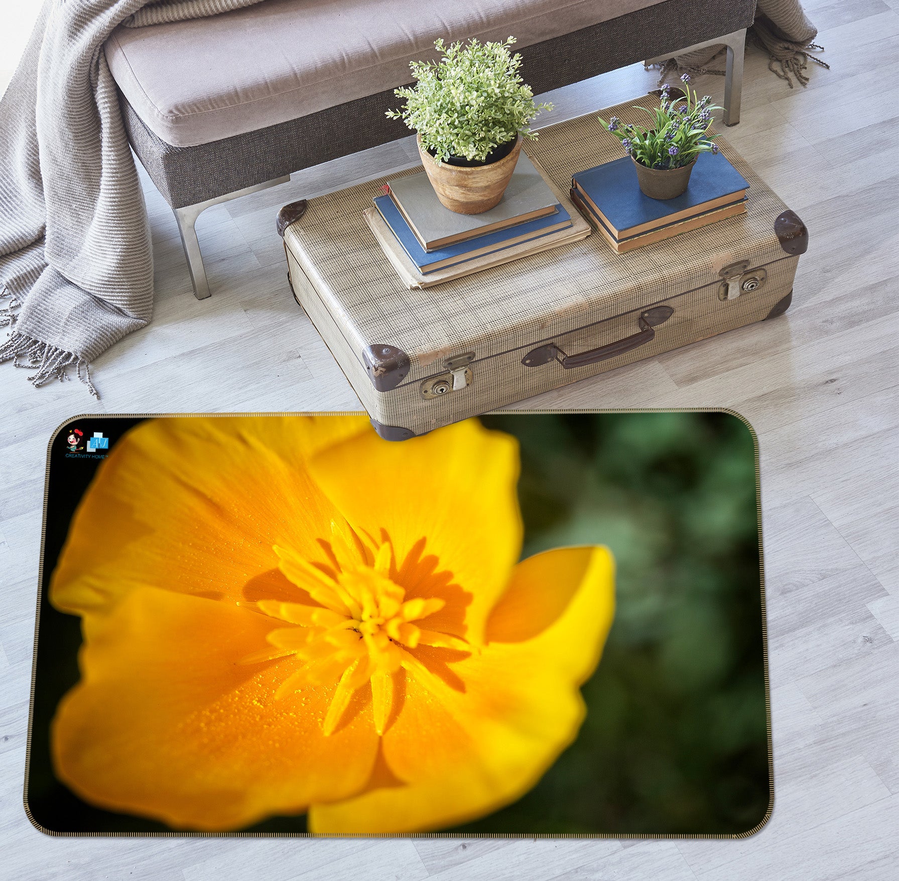 3D Yellow Flowers 62203 Kathy Barefield Rug Non Slip Rug Mat