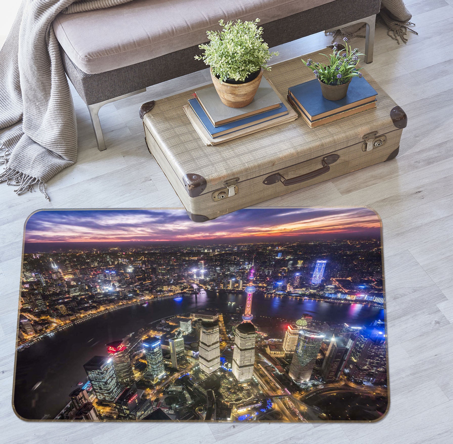 3D Neon City 1149 Marco Carmassi Rug Non Slip Rug Mat