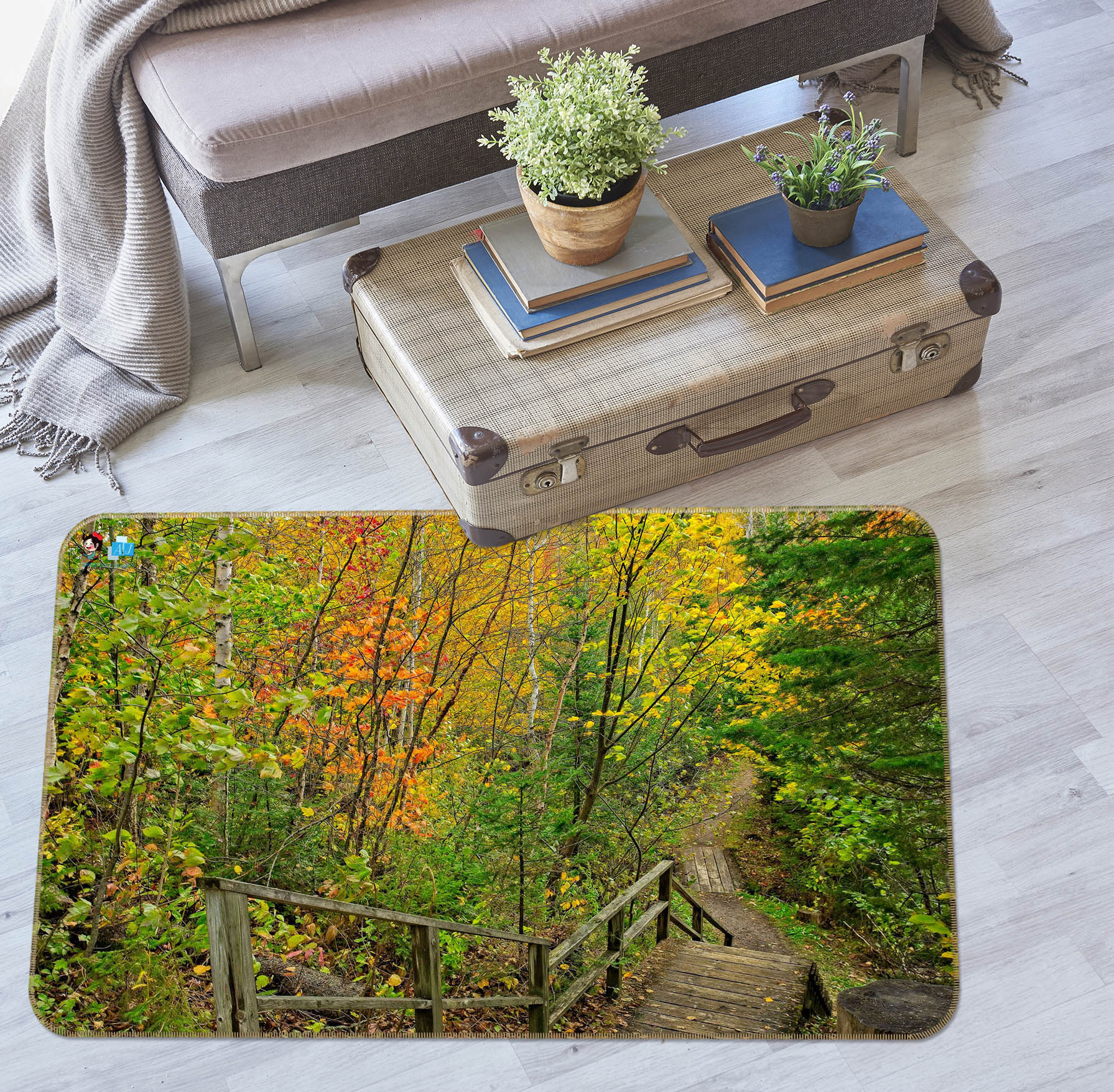 3D Forest Staircase 62209 Kathy Barefield Rug Non Slip Rug Mat