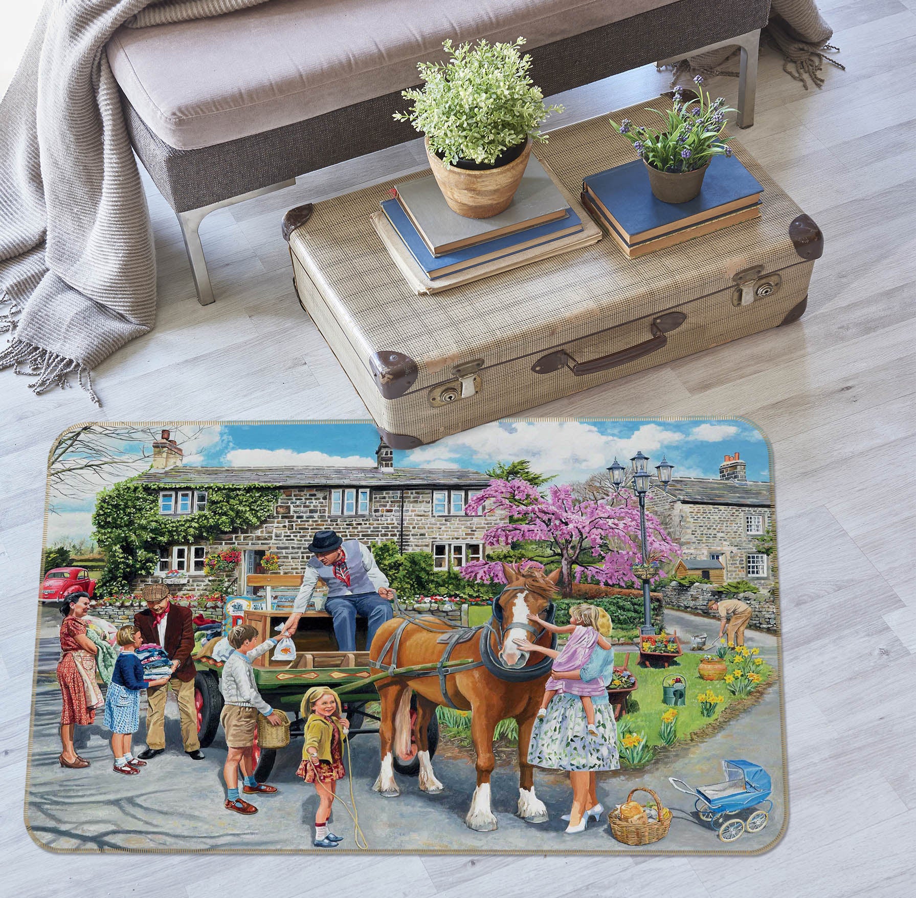 3D Petting The Horse 1095 Trevor Mitchell Rug Non Slip Rug Mat