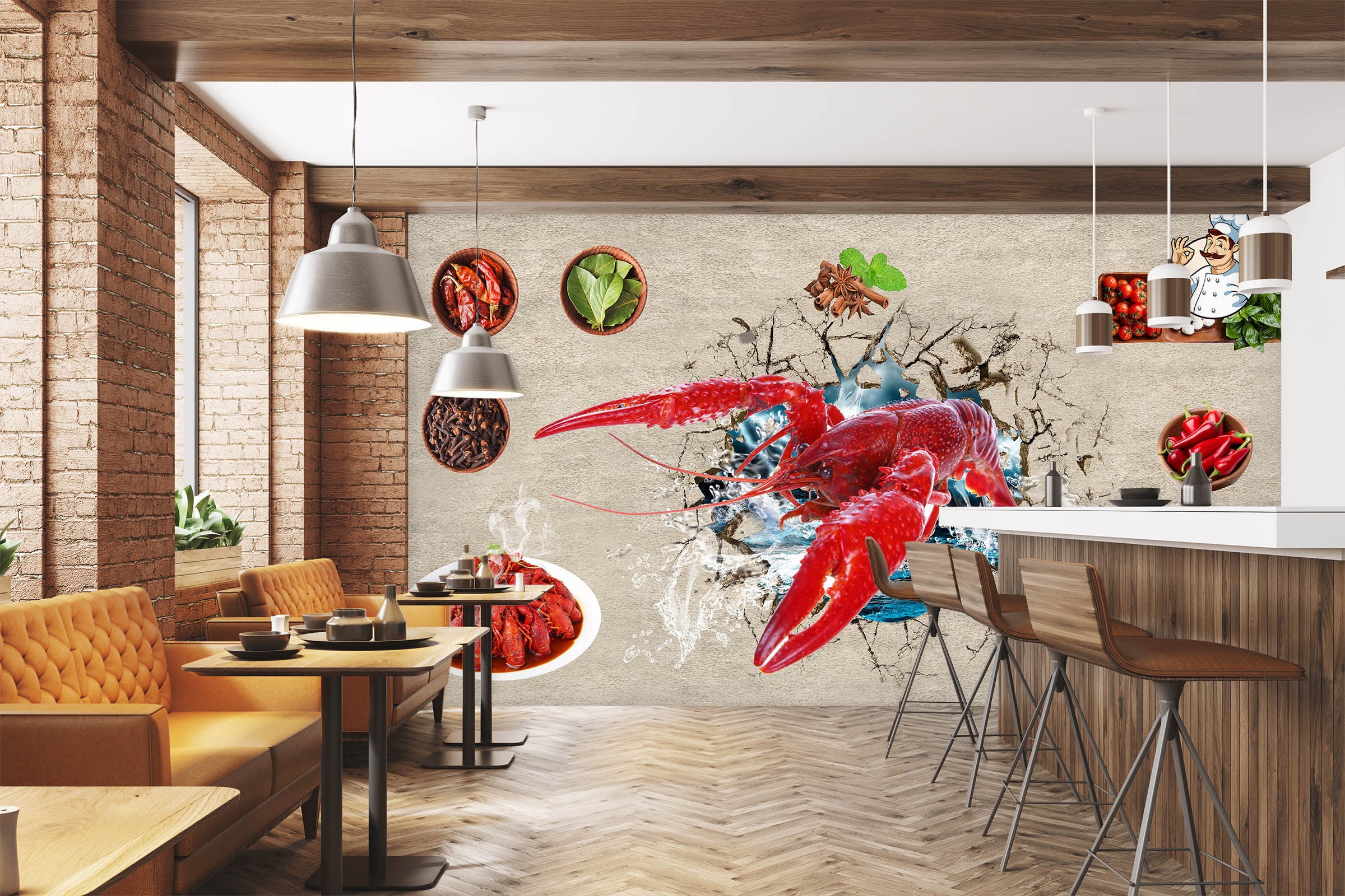 3D Red Lobster 3031 Wall Murals
