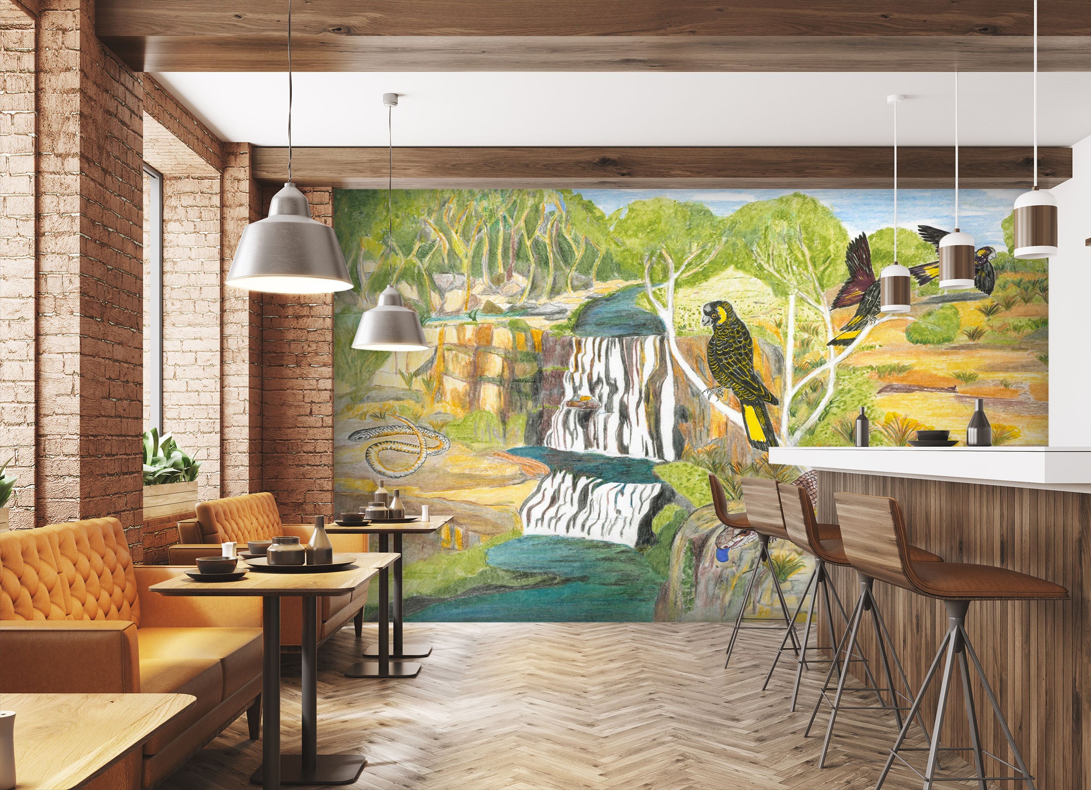 3D Forest Ostrich 1404 Michael Sewell Wall Mural Wall Murals